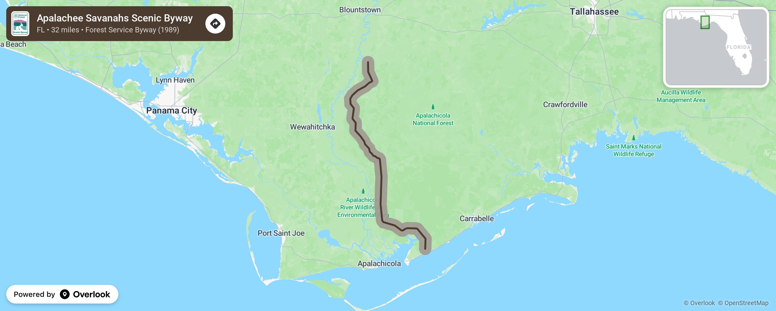 Map of Apalachee Savanahs Scenic Byway - scenic route