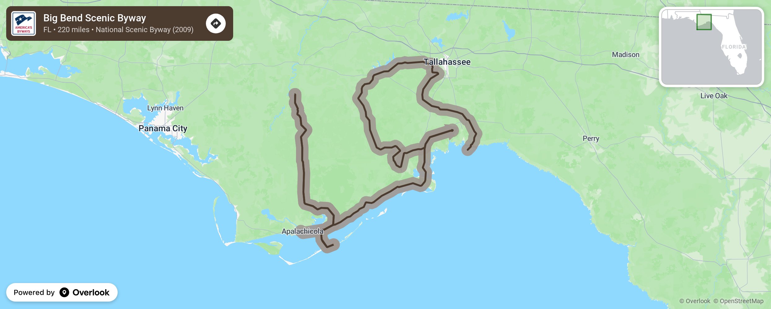 Map of Big Bend Scenic Byway - scenic route