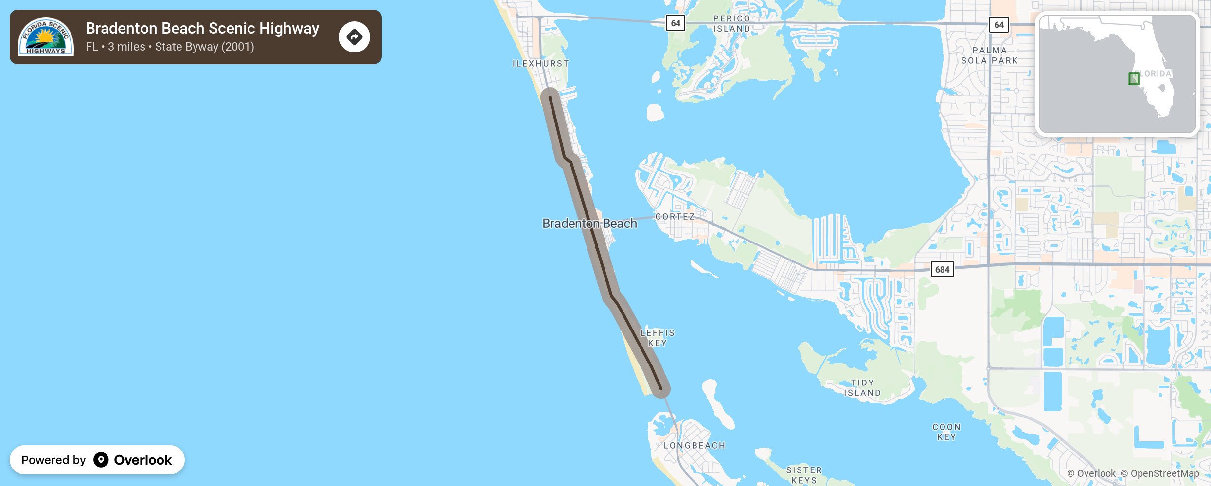 Map of Bradenton Beach Scenic Highway - scenic route