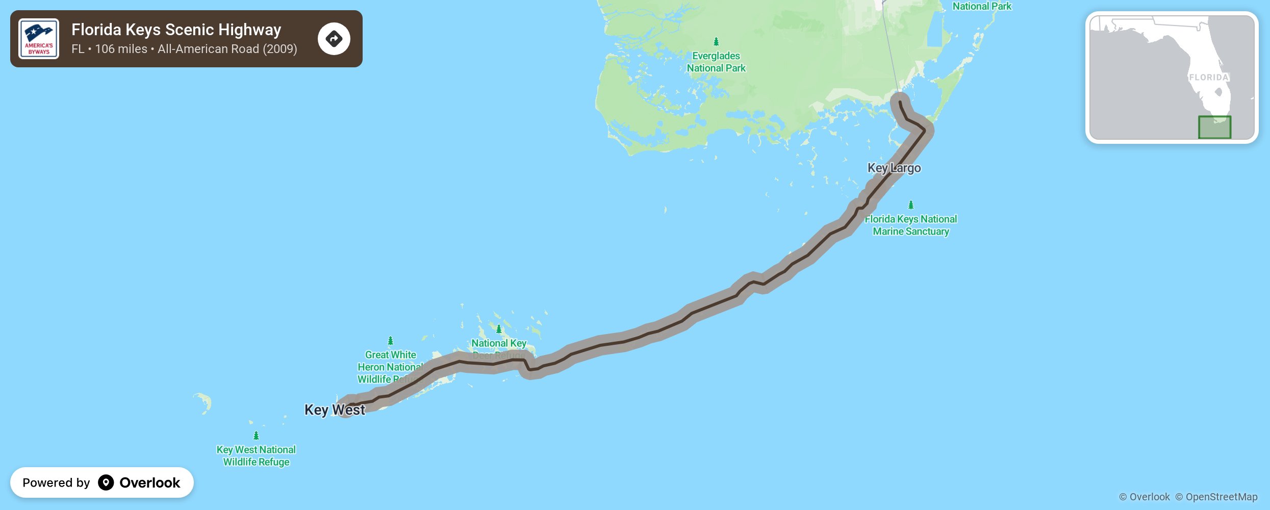 Map of Florida Keys Scenic Highway - scenic route