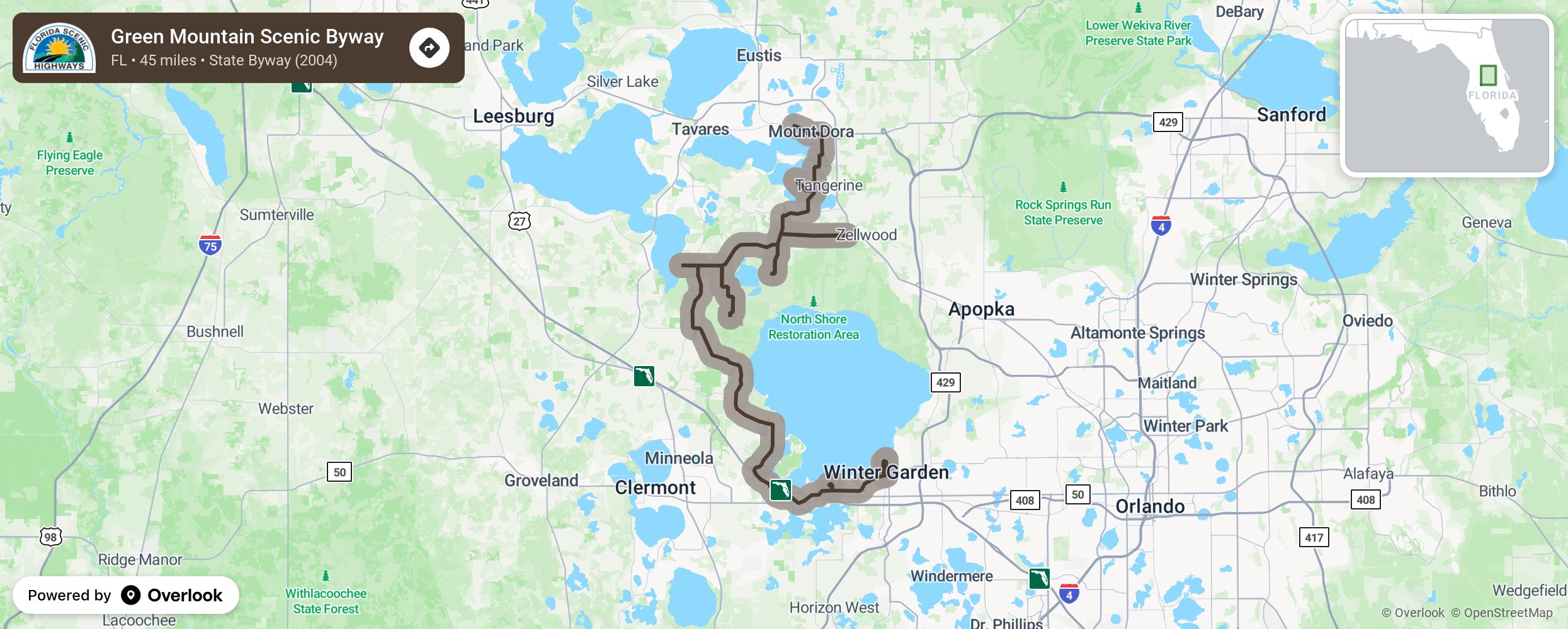 Map of Green Mountain Scenic Byway - scenic route