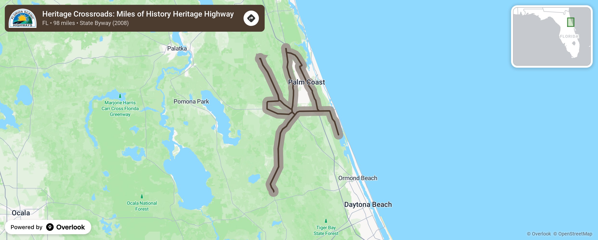 Map of Heritage Crossroads: Miles of History Heritage Highway - scenic route