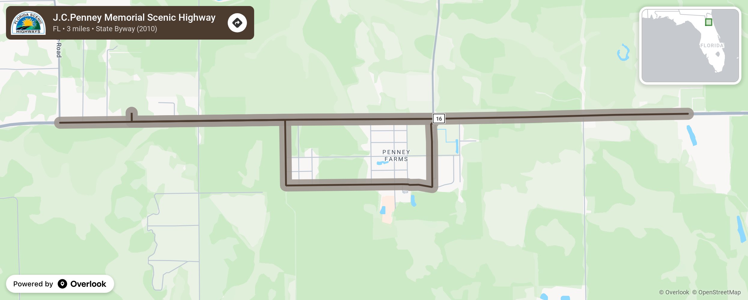 Map of J.C.Penney Memorial Scenic Highway - scenic route