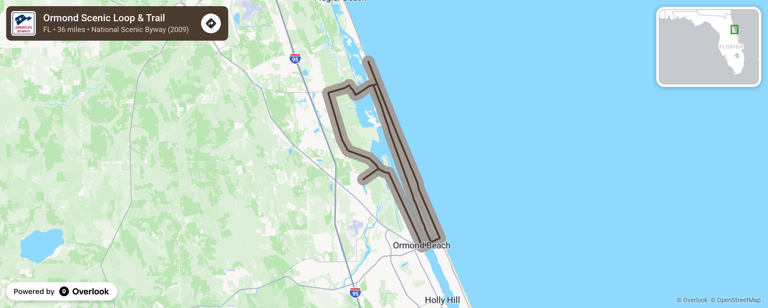 Map of Ormond Scenic Loop & Trail - scenic route