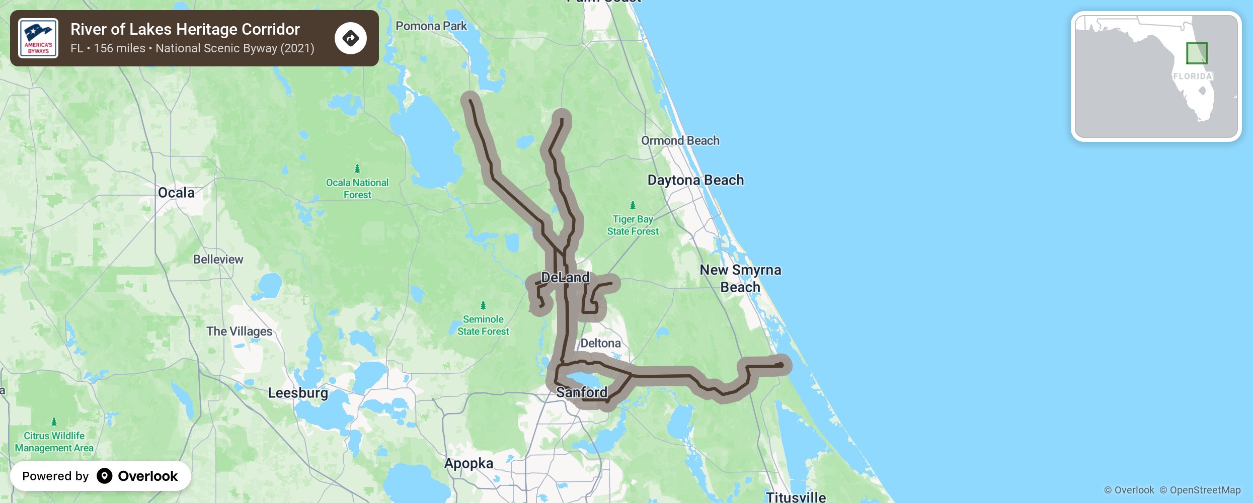 Map of River of Lakes Heritage Corridor - scenic route