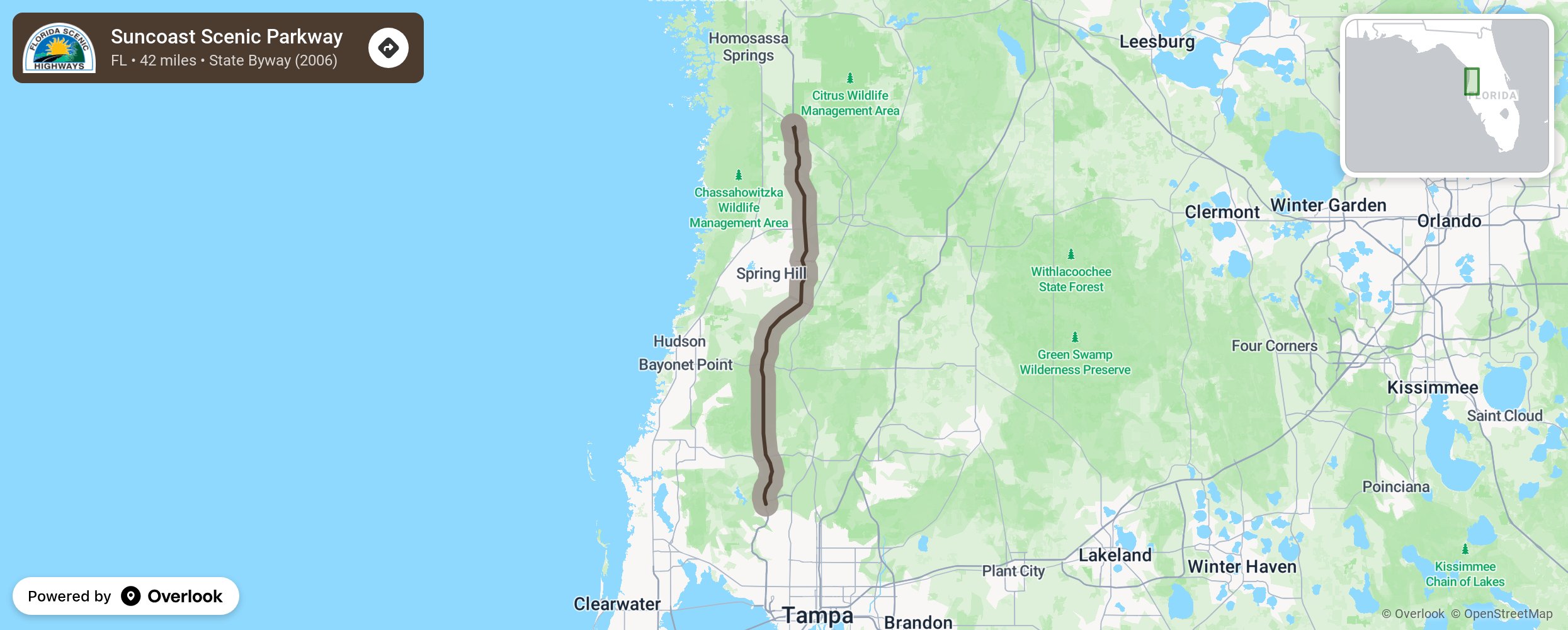 Map of Suncoast Scenic Parkway - scenic route