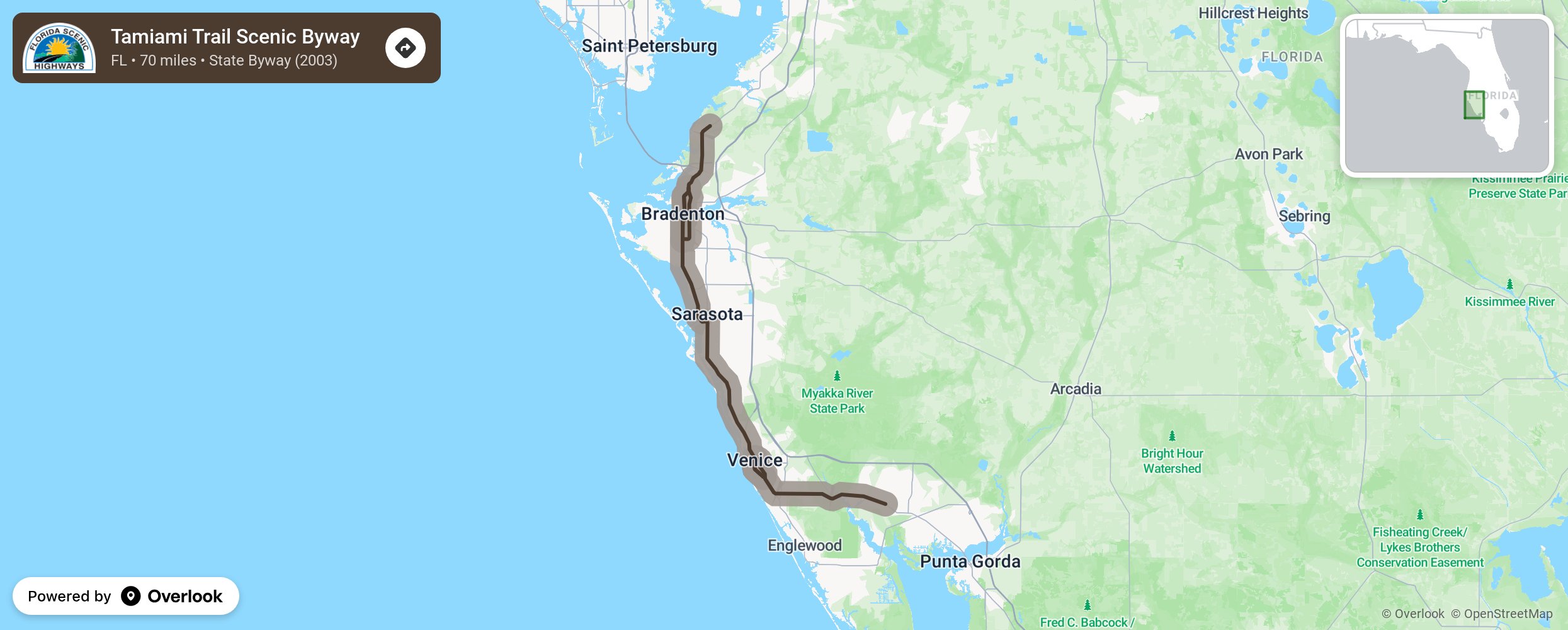 Map of Tamiami Trail Scenic Byway - scenic route