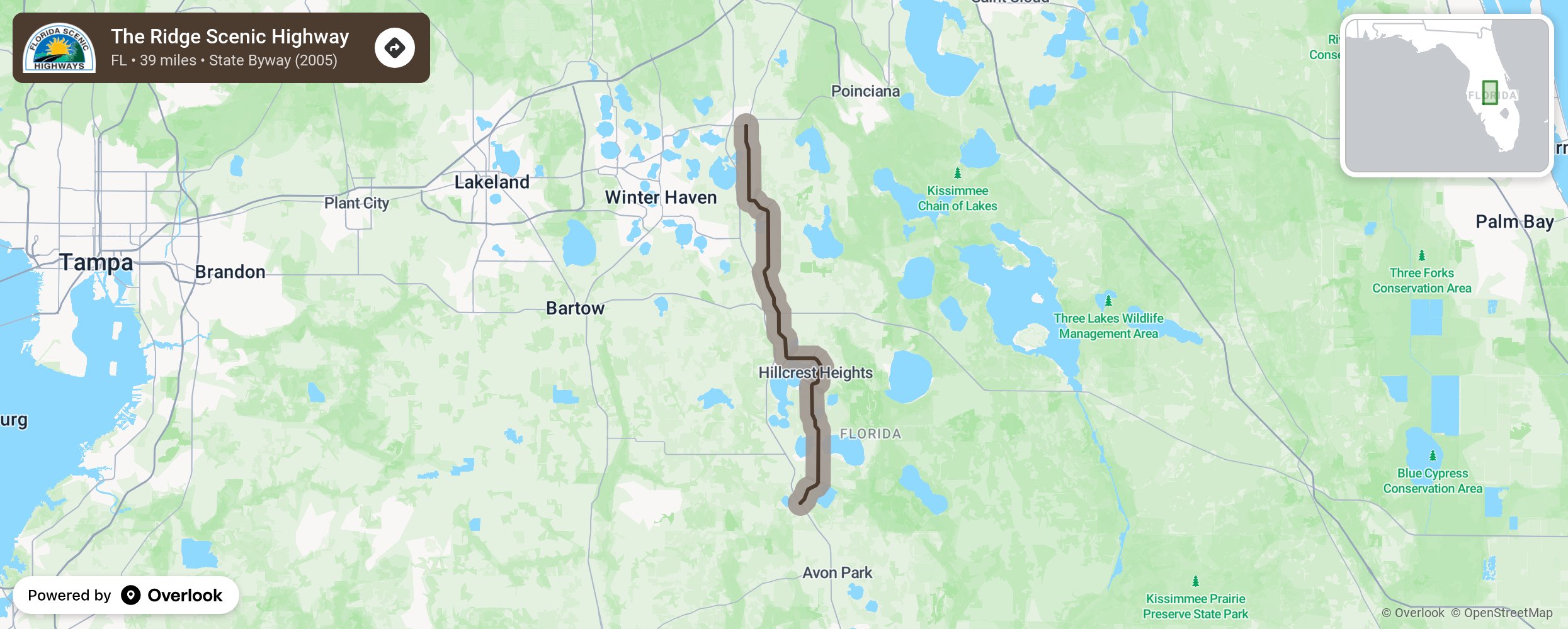 Map of The Ridge Scenic Highway - scenic route