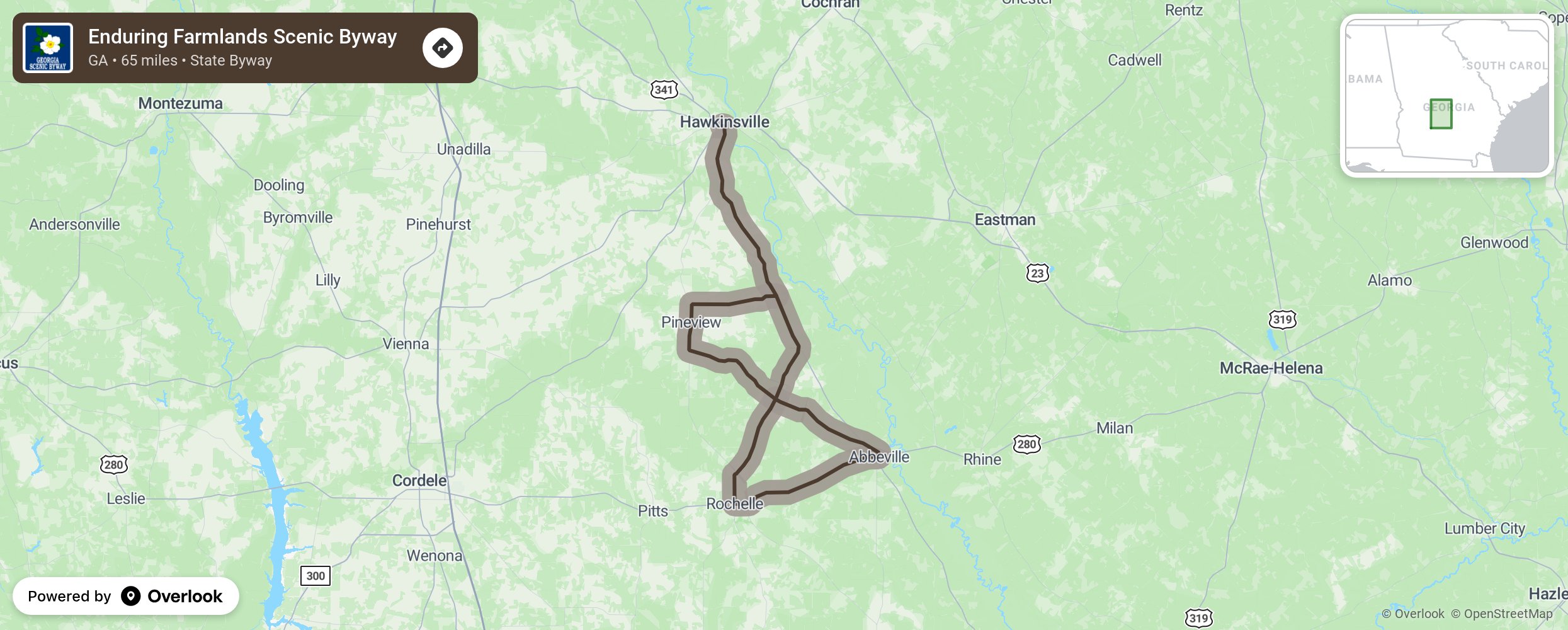 Map of Enduring Farmlands Scenic Byway - scenic route