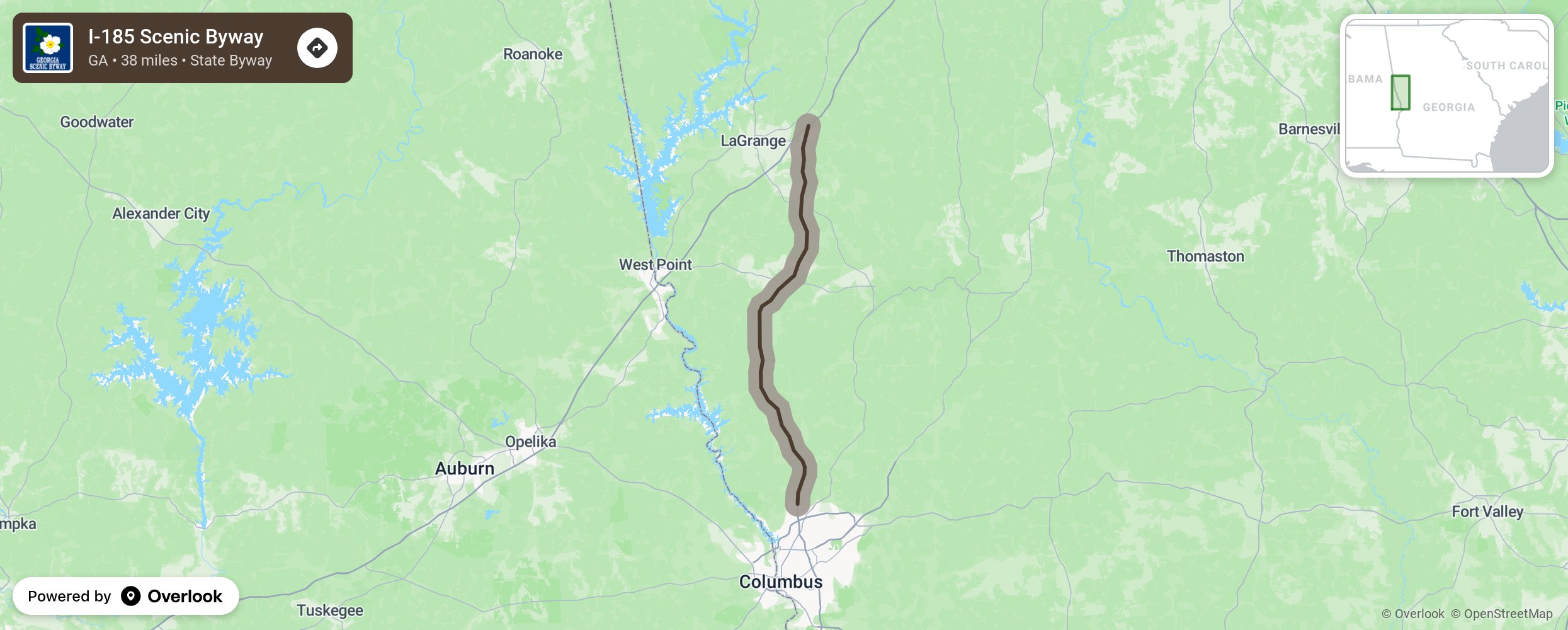 Map of I-185 Scenic Byway - scenic route