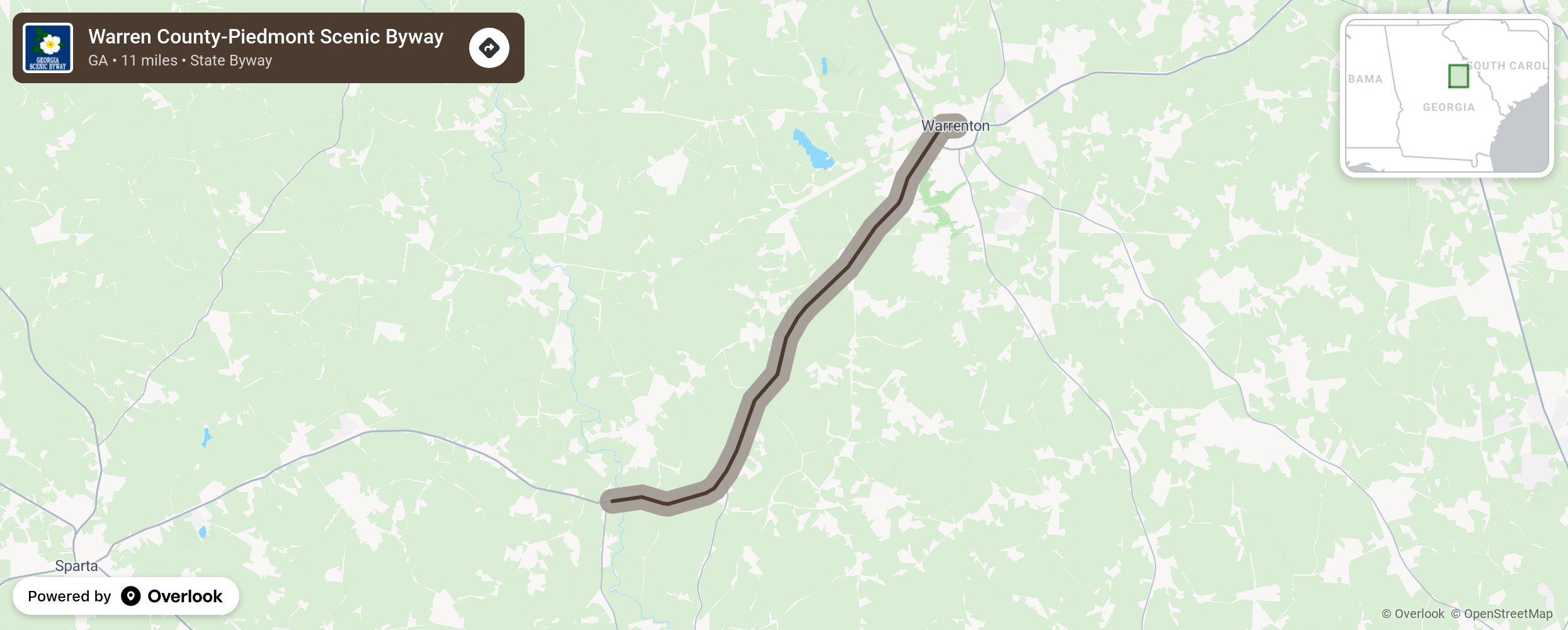 Map of Warren County-Piedmont Scenic Byway - scenic route