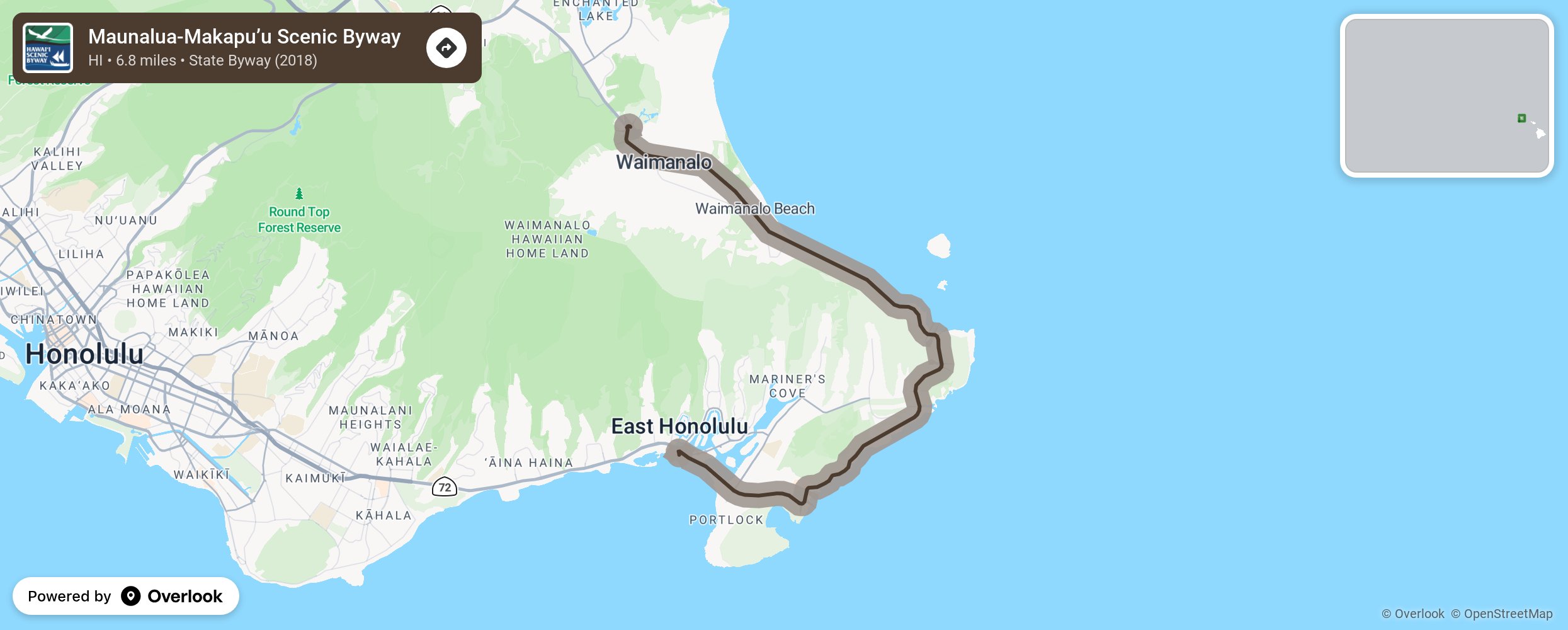 Map of Maunalua-Makapu’u Scenic Byway - scenic route