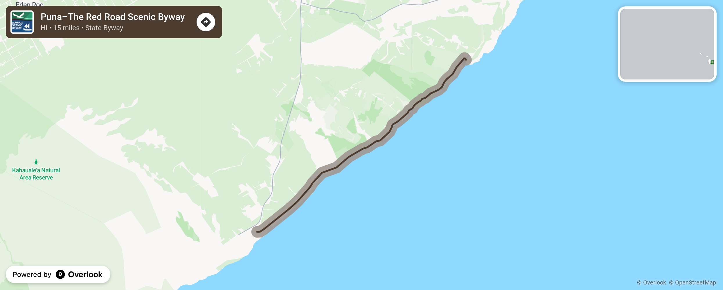 Map of Puna–The Red Road Scenic Byway - scenic route