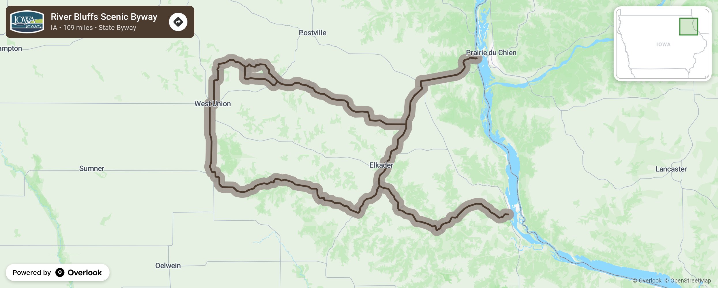 Map of River Bluffs Scenic Byway - scenic route