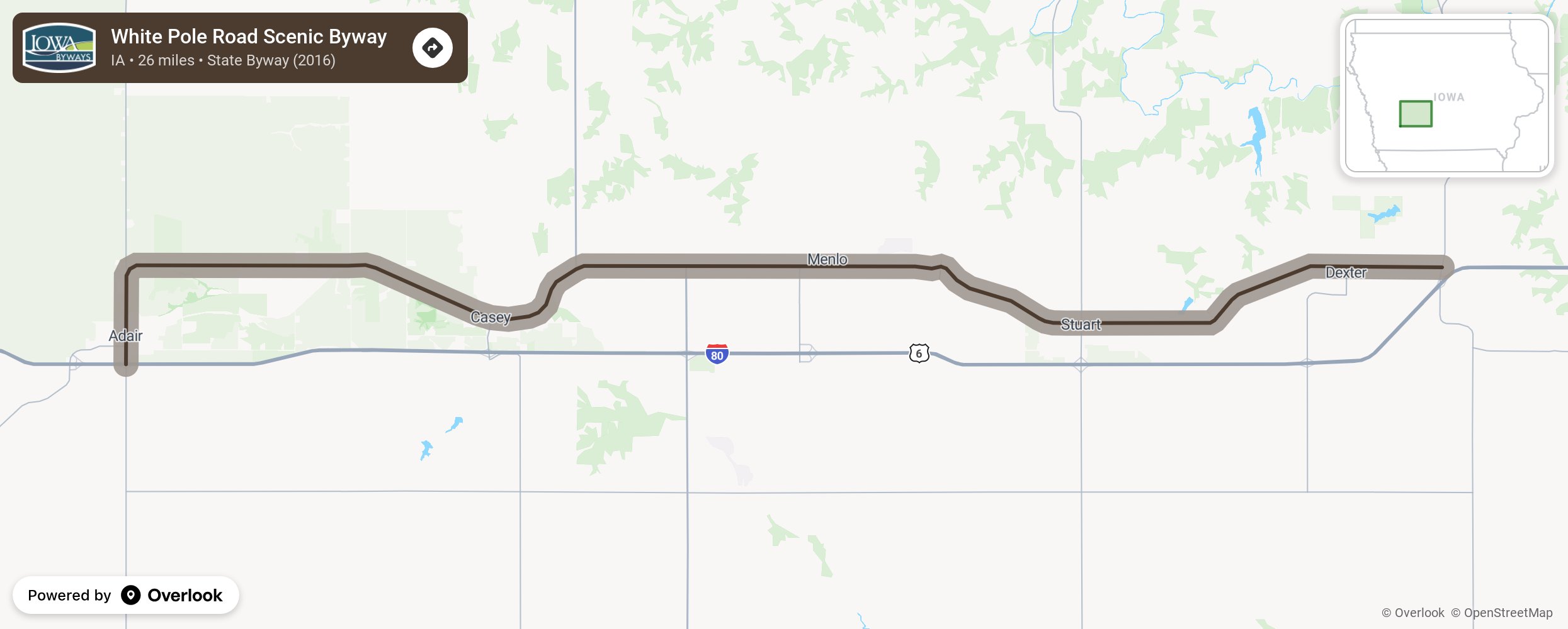 Map of White Pole Road Scenic Byway - scenic route