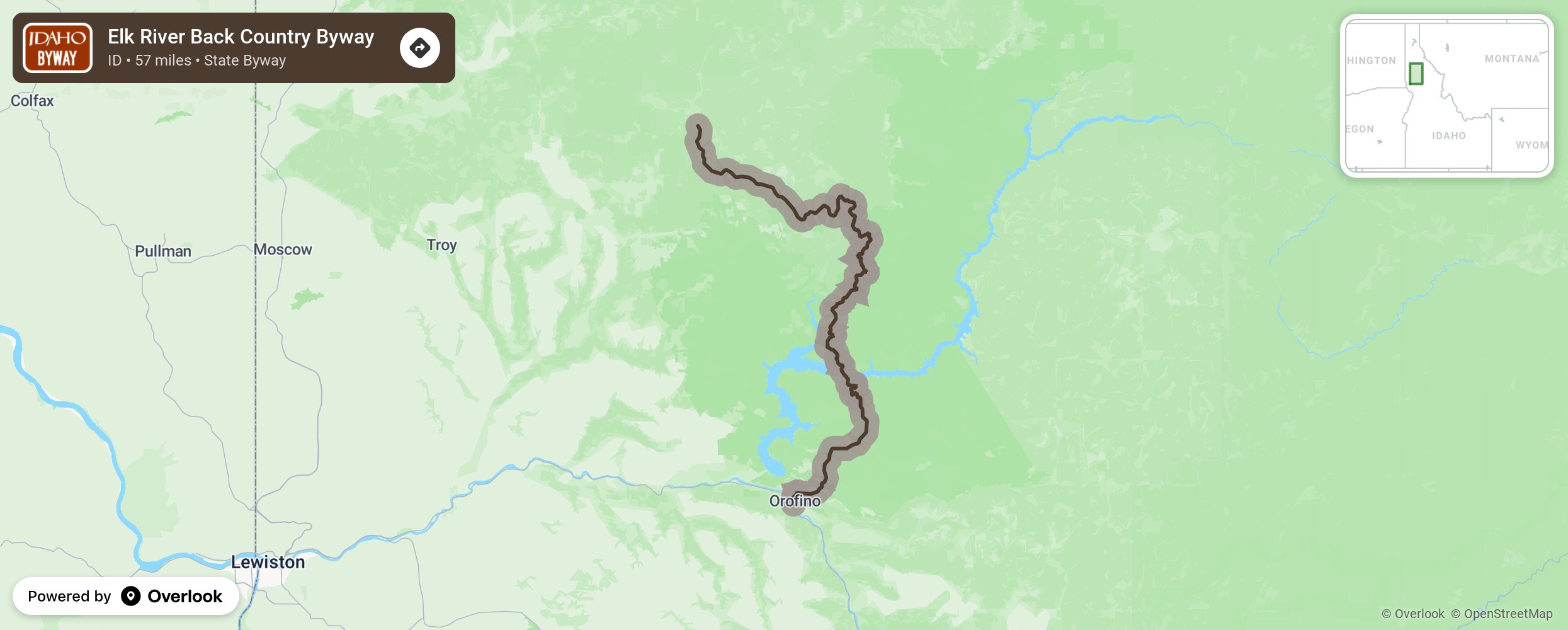 Map of Elk River Back Country Byway - scenic route