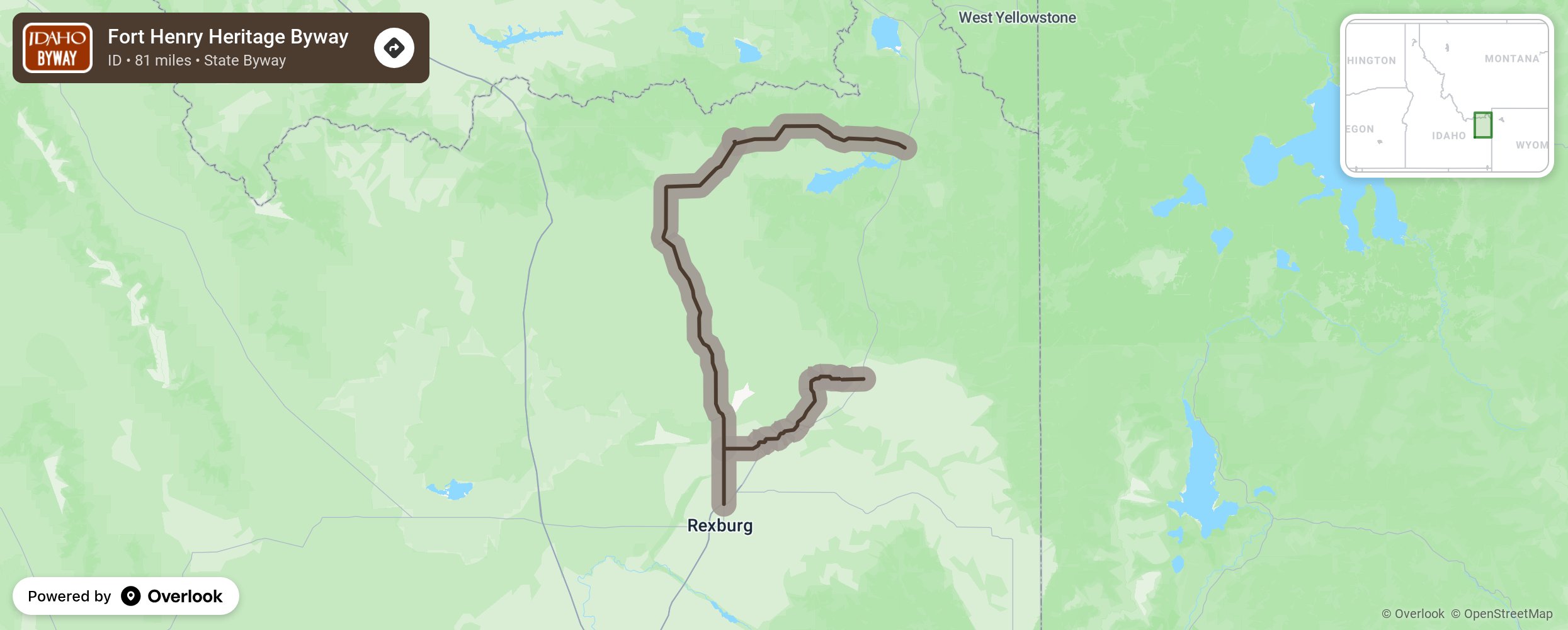 Map of Fort Henry Heritage Byway - scenic route