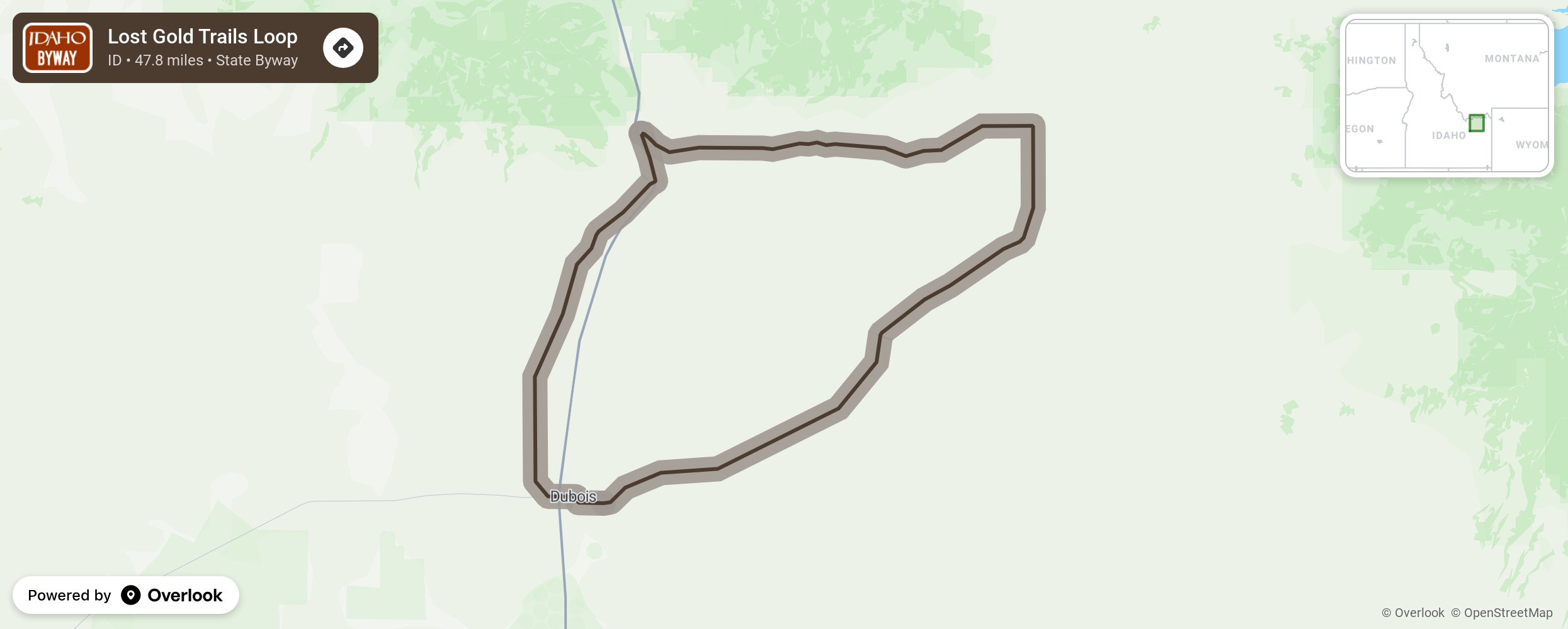 Map of Lost Gold Trails Loop - scenic route