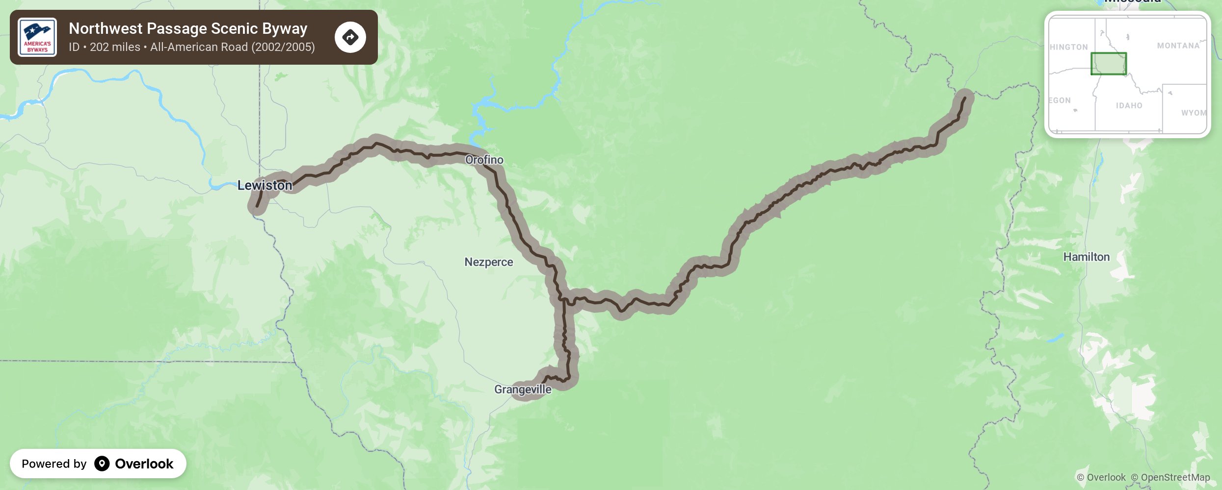 Map of Northwest Passage Scenic Byway - scenic route