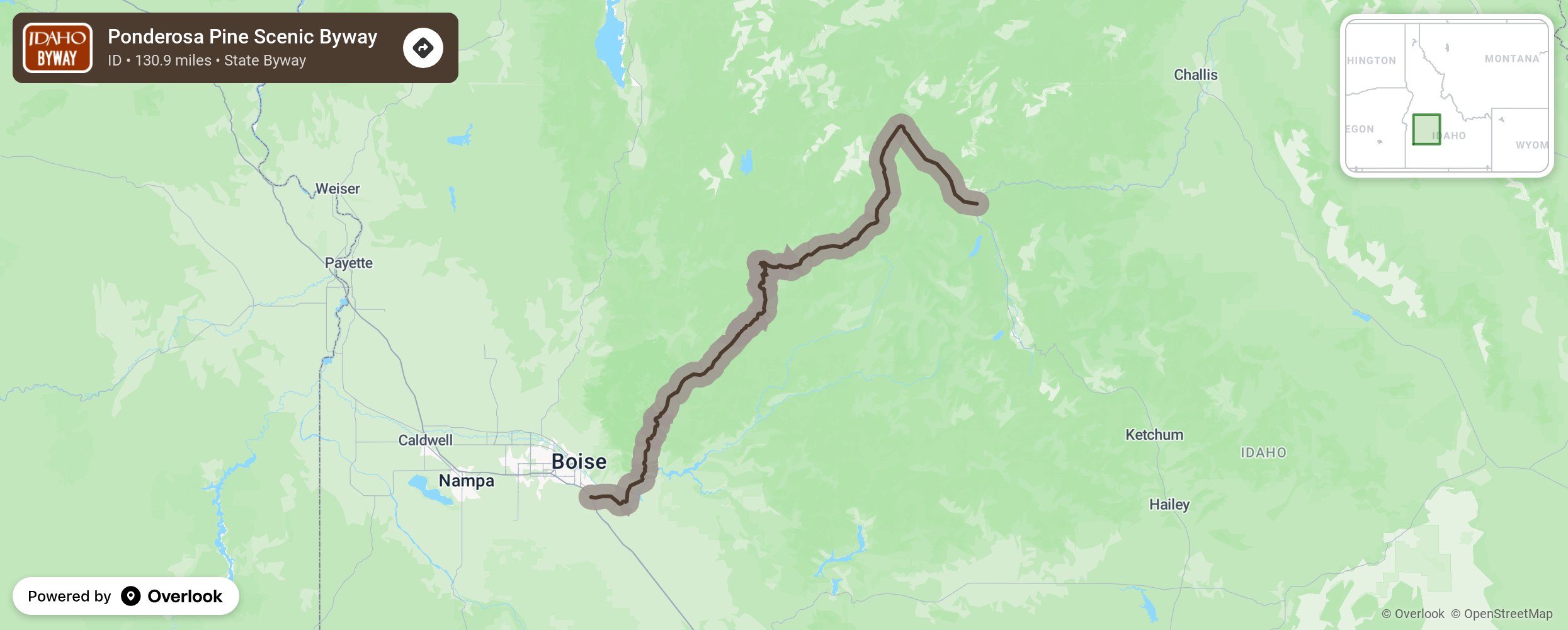 Map of Ponderosa Pine Scenic Byway - scenic route