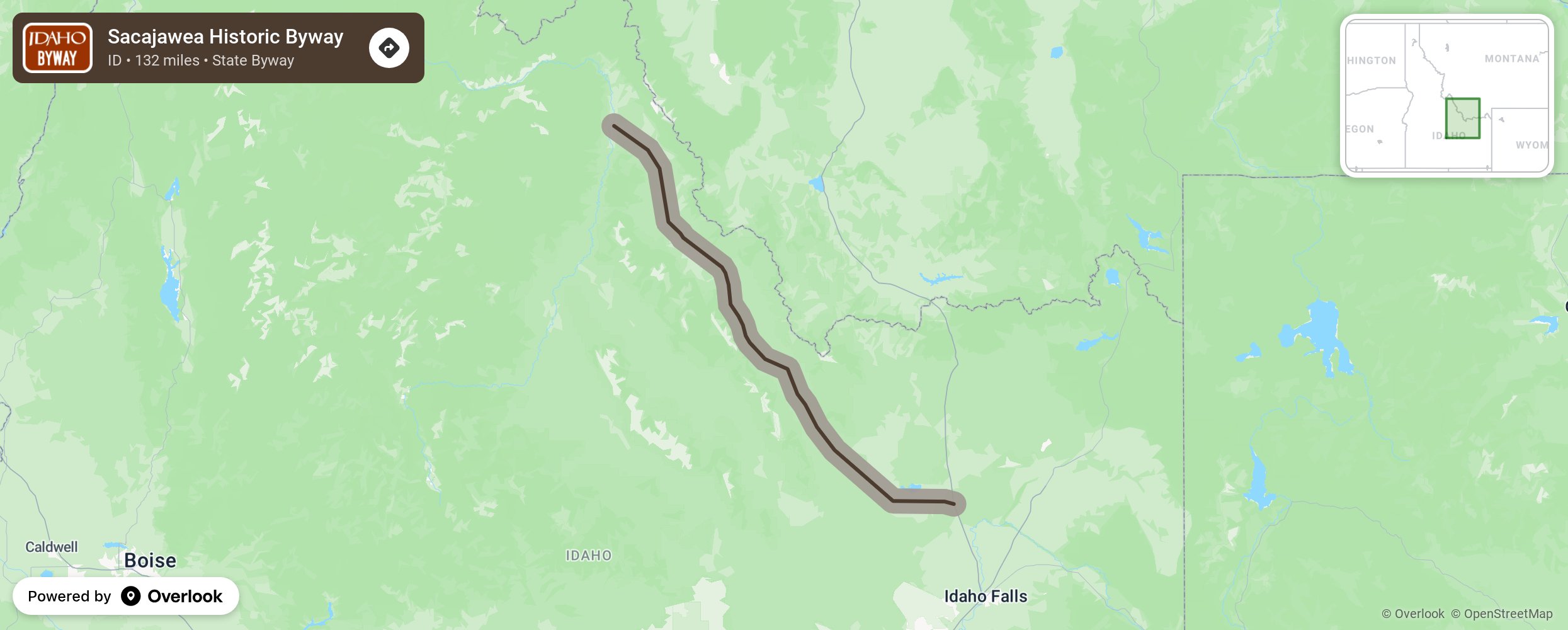 Map of Sacajawea Historic Byway - scenic route