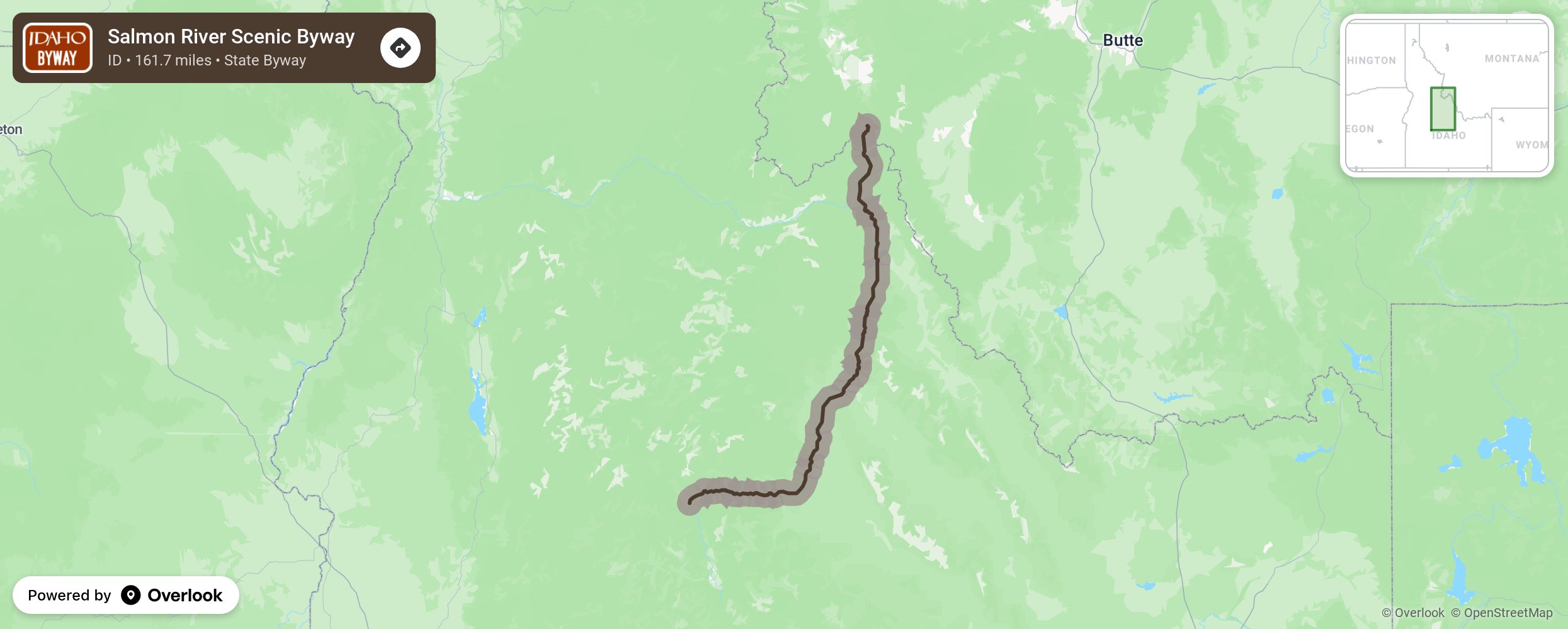 Map of Salmon River Scenic Byway - scenic route