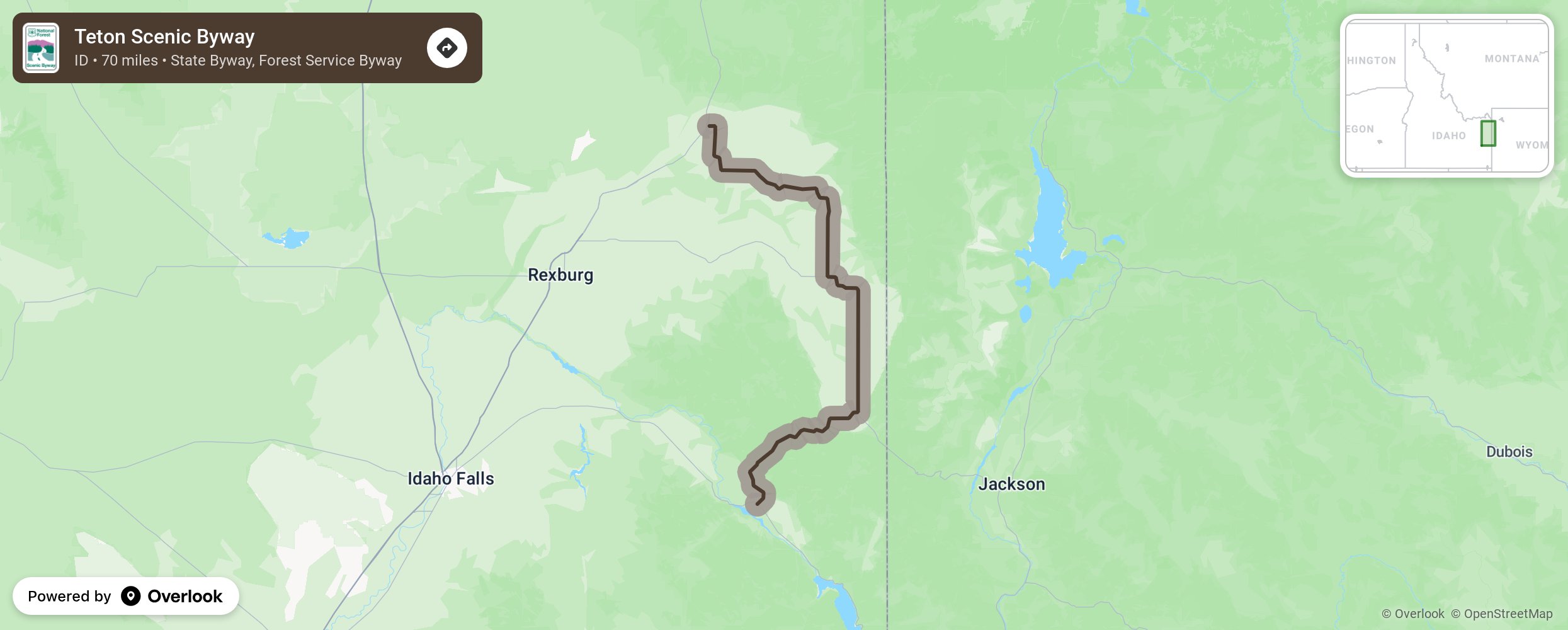 Map of Teton Scenic Byway - scenic route