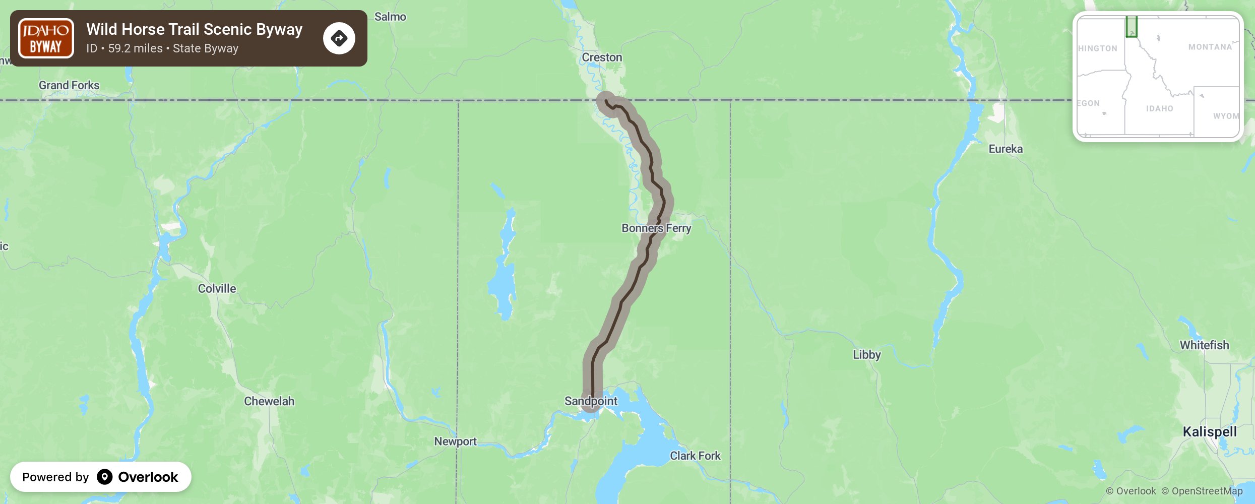 Map of Wild Horse Trail Scenic Byway - scenic route