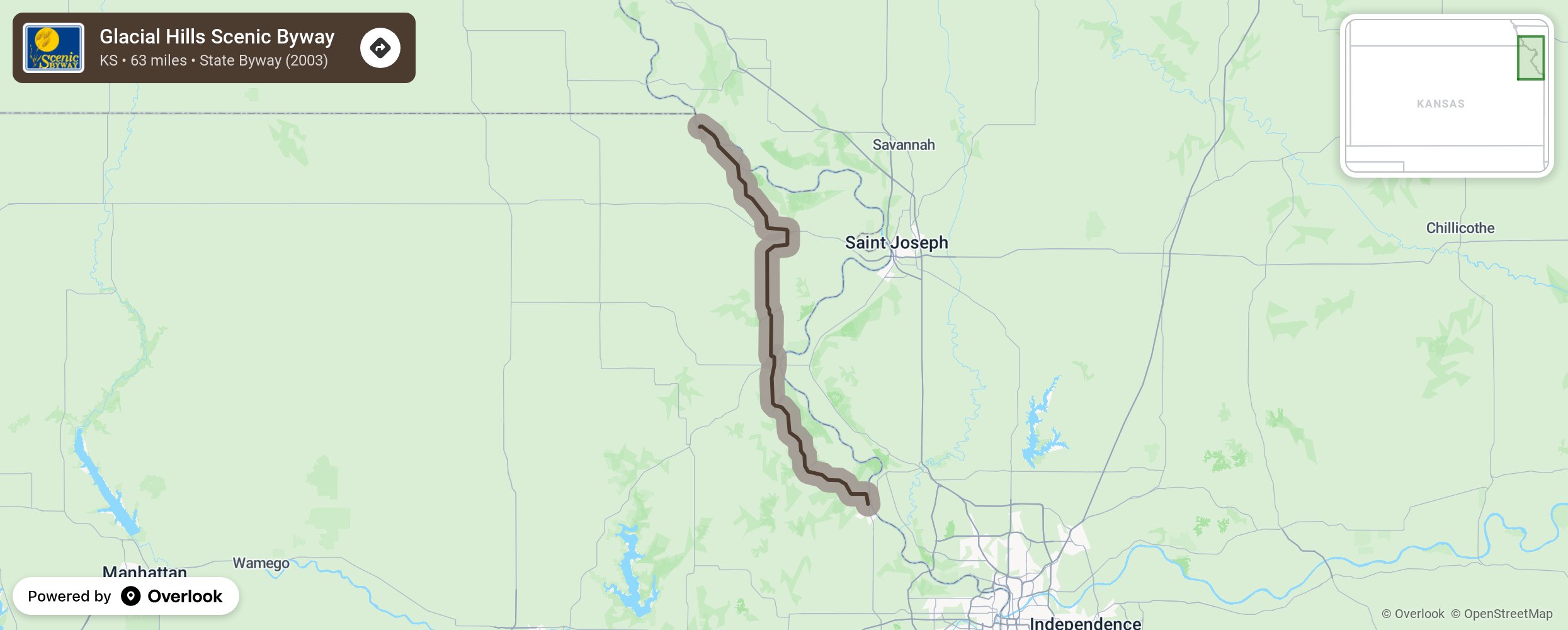 Map of Glacial Hills Scenic Byway - scenic route