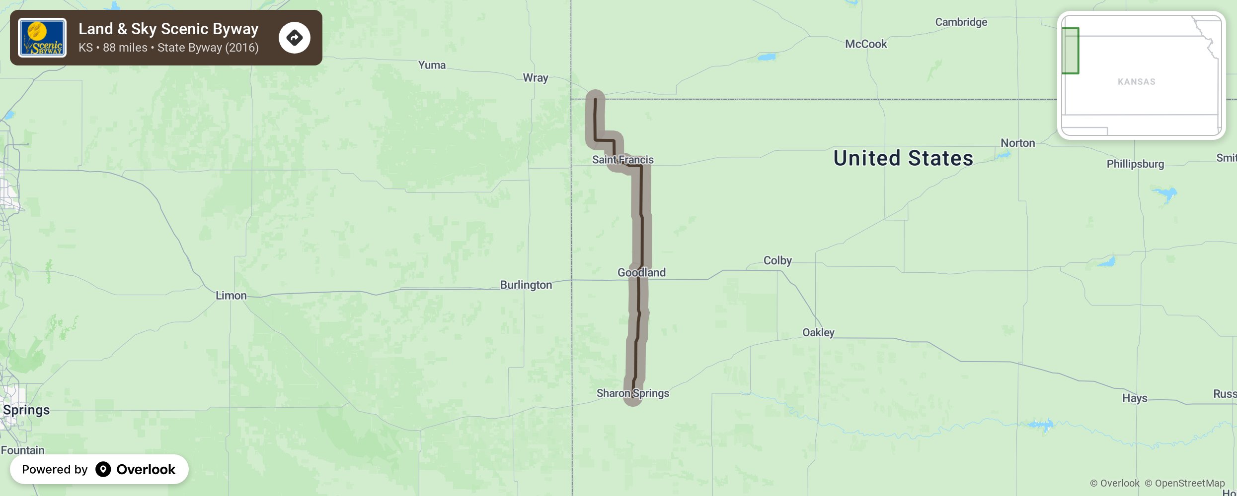 Map of Land & Sky Scenic Byway - scenic route