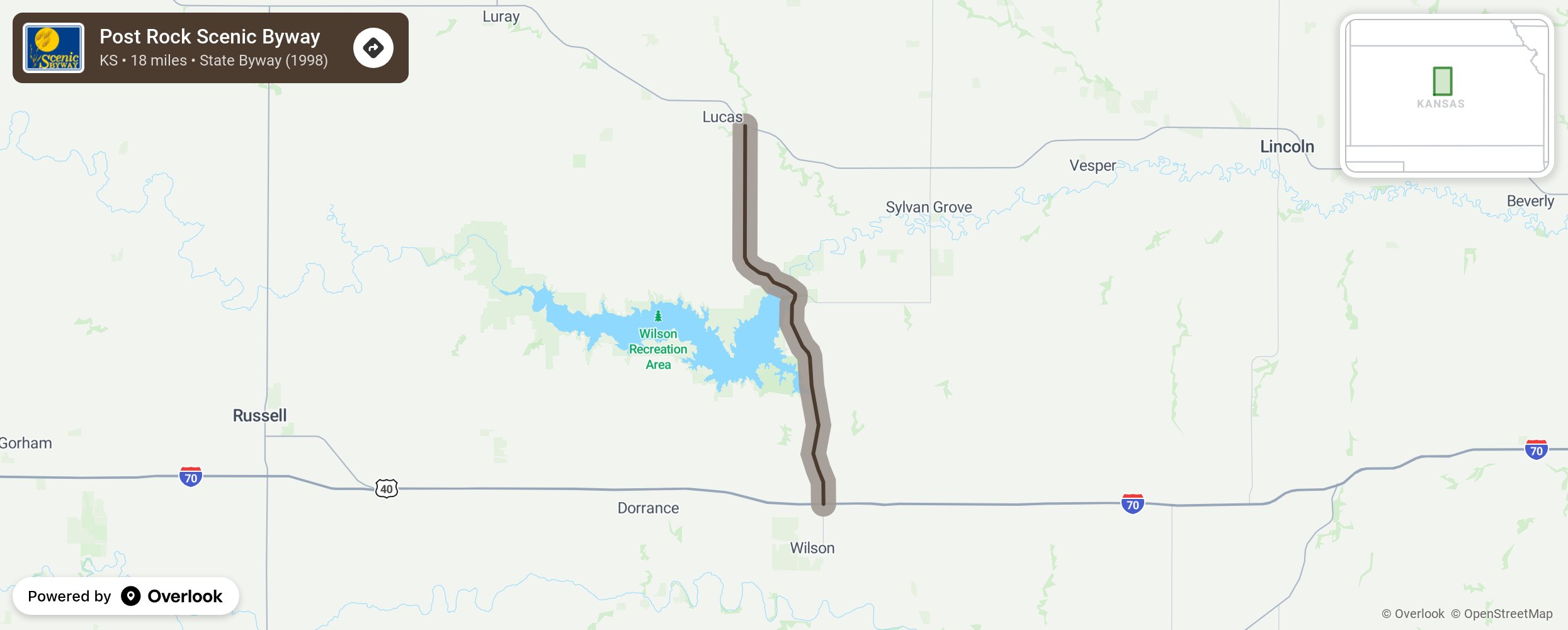 Map of Post Rock Scenic Byway - scenic route