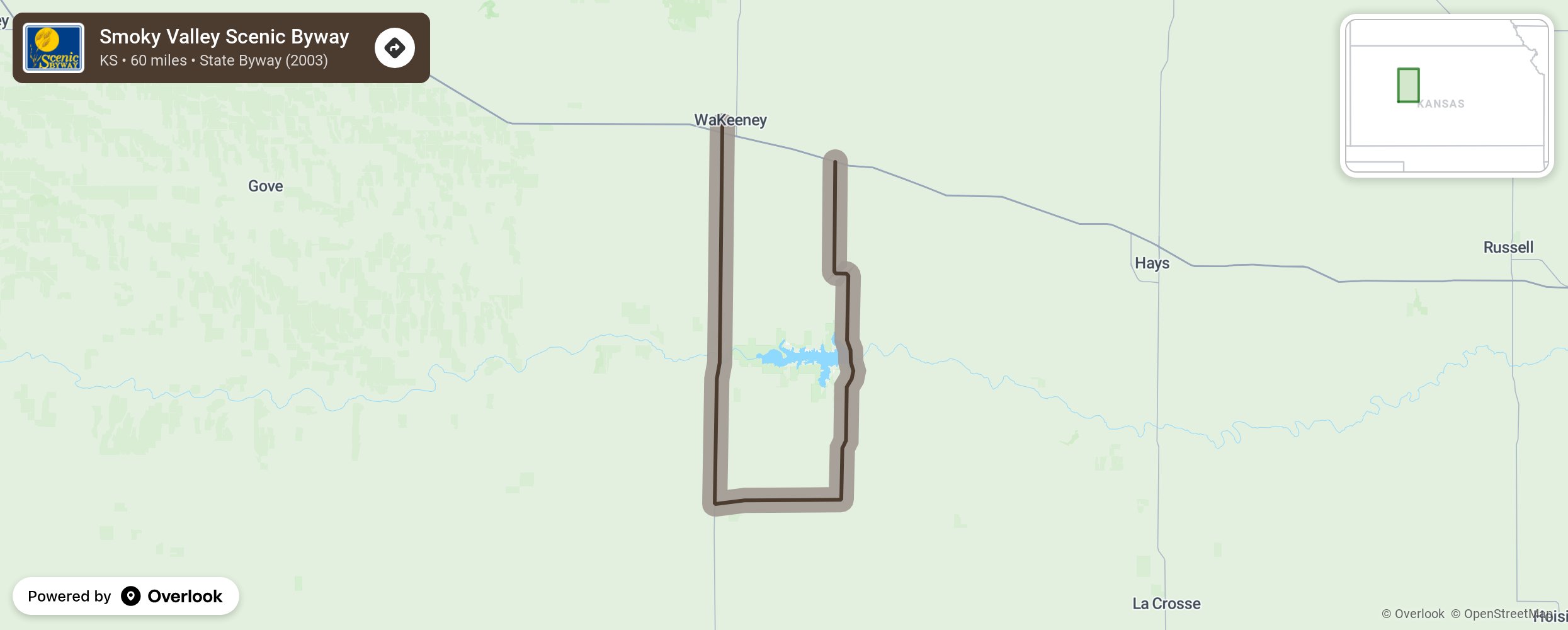 Map of Smoky Valley Scenic Byway - scenic route