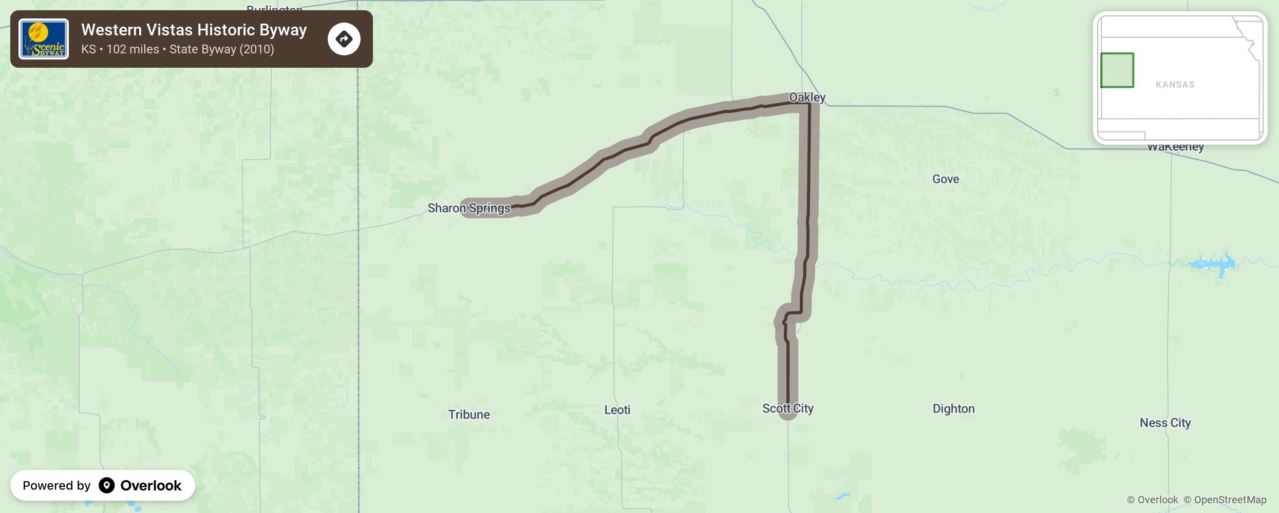 Map of Western Vistas Historic Byway - scenic route