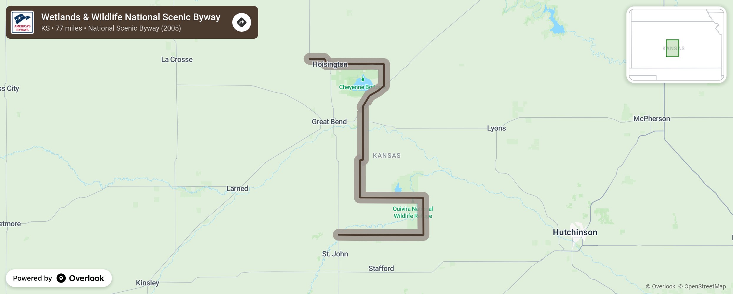 Map of Wetlands & Wildlife National Scenic Byway - scenic route