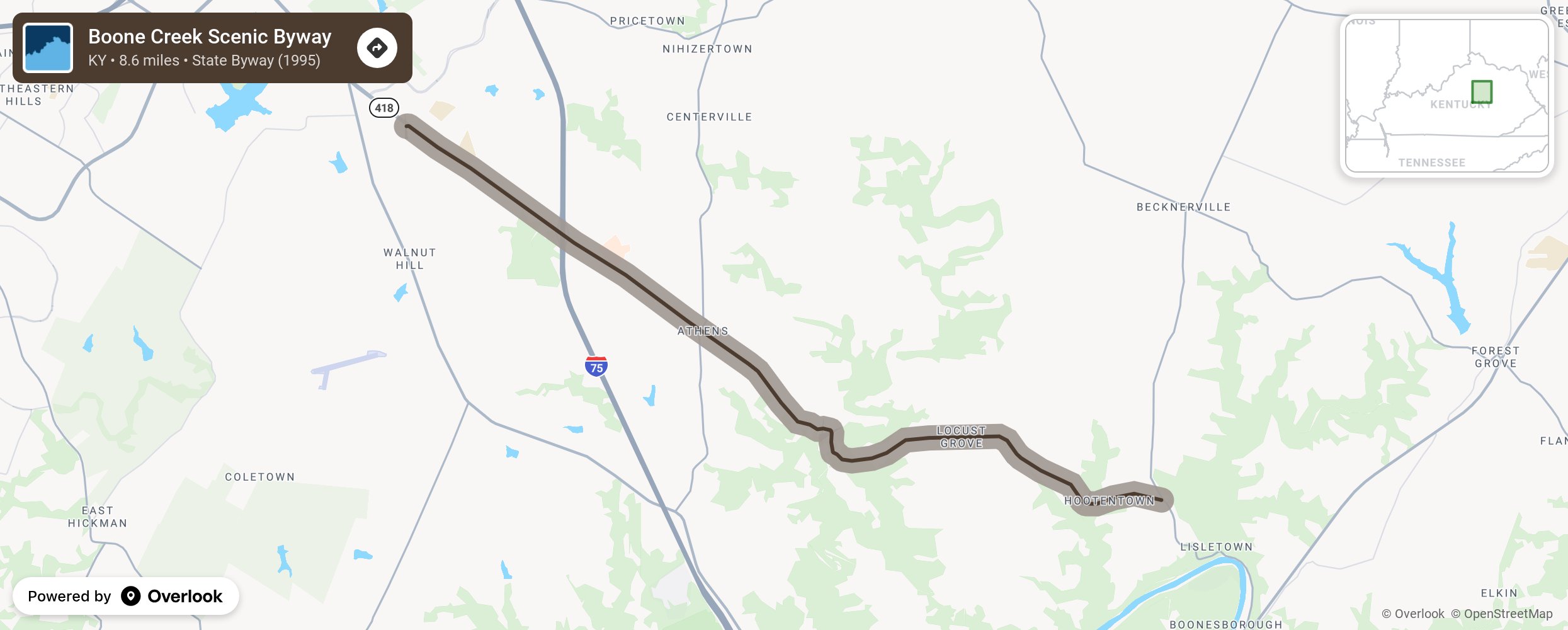 Map of Boone Creek Scenic Byway - scenic route