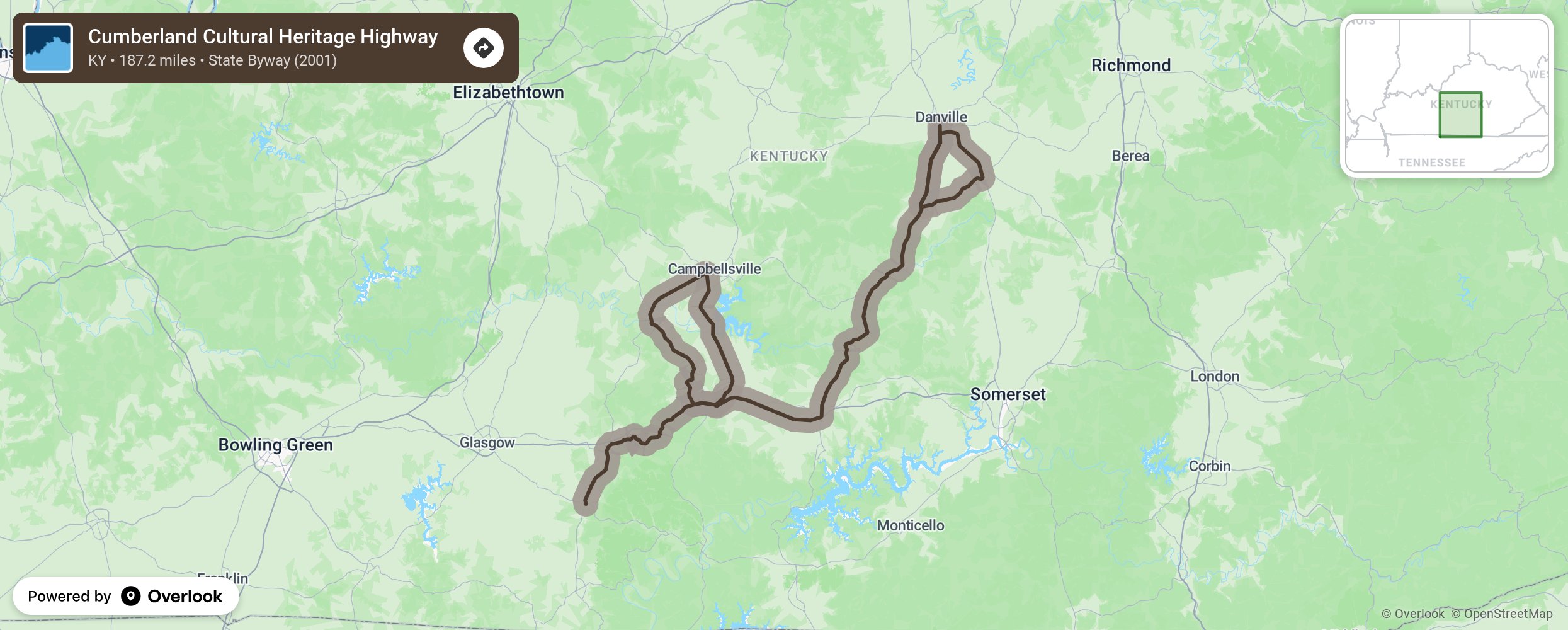 Map of Cumberland Cultural Heritage Highway - scenic route