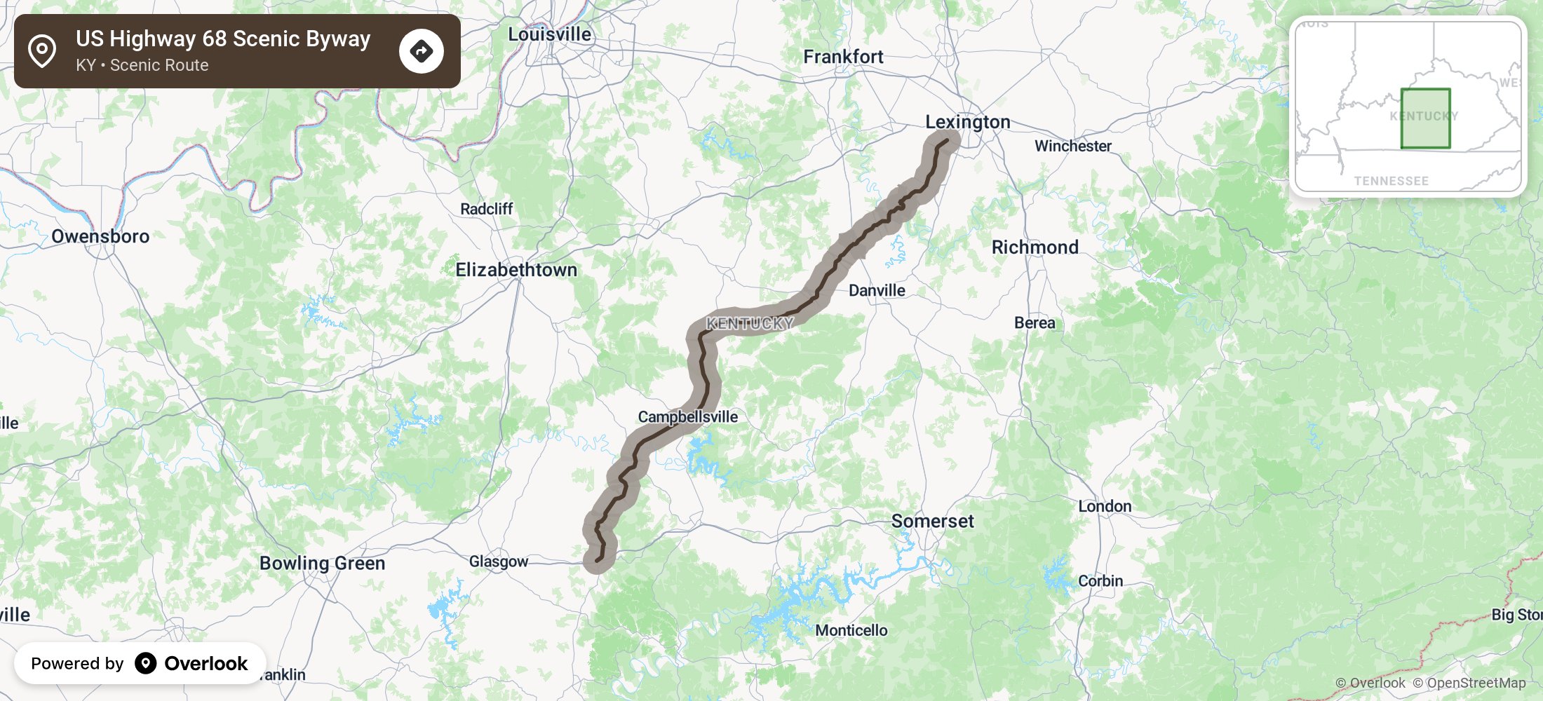 US Highway 68 Scenic Byway - America's Scenic Byways - Overlook Maps