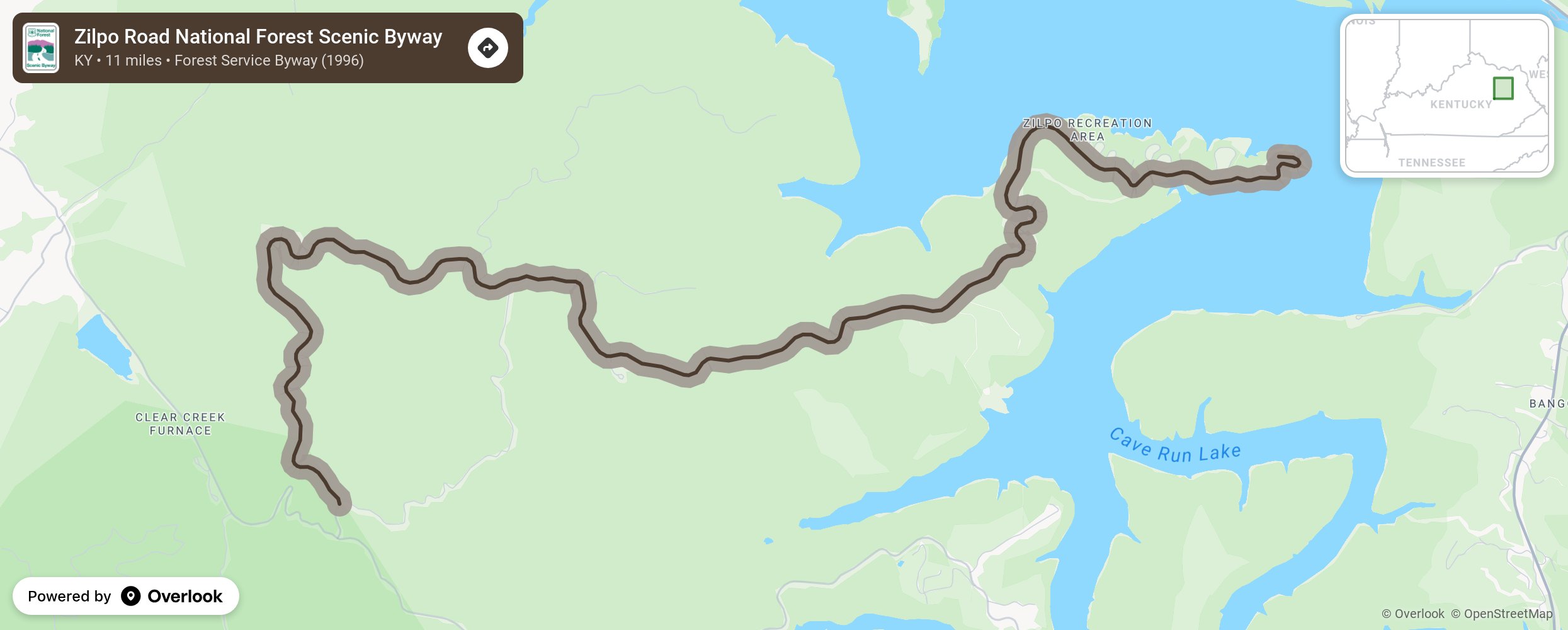 Map of Zilpo Road National Forest Scenic Byway - scenic route