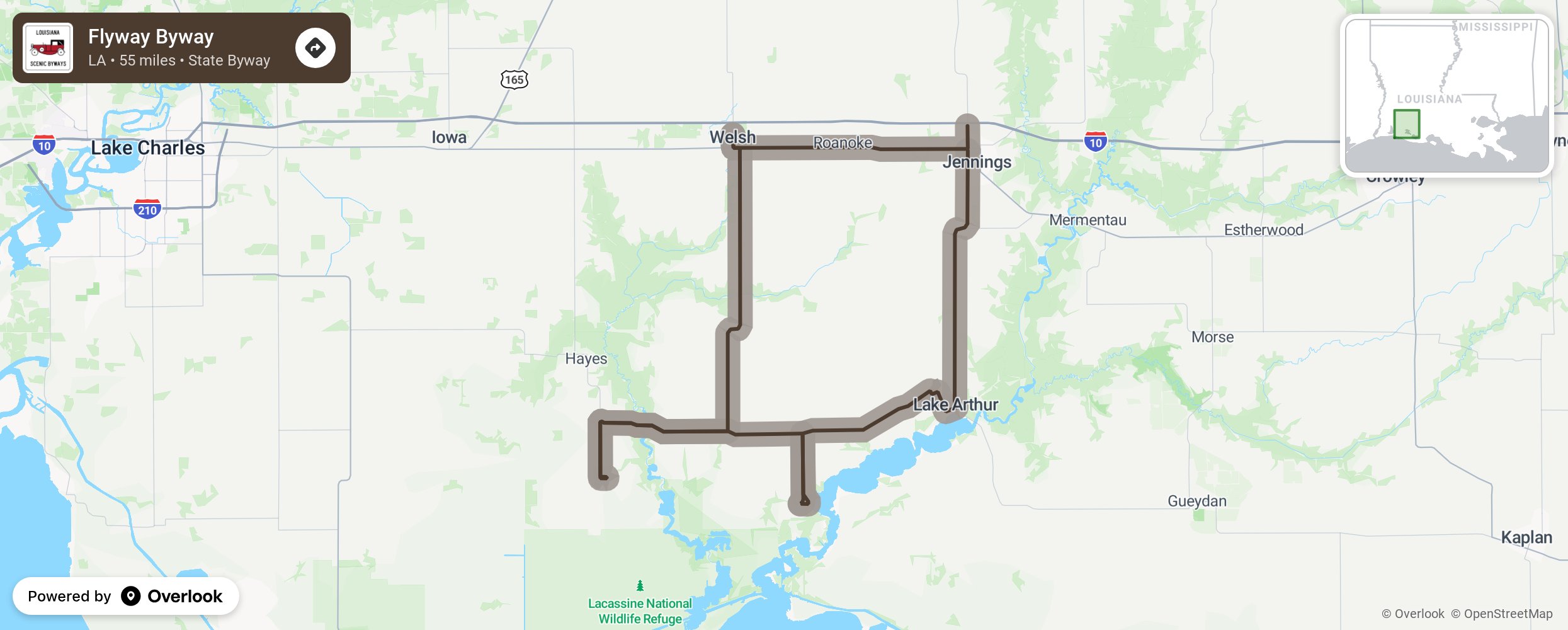 Map of Flyway Byway - scenic route