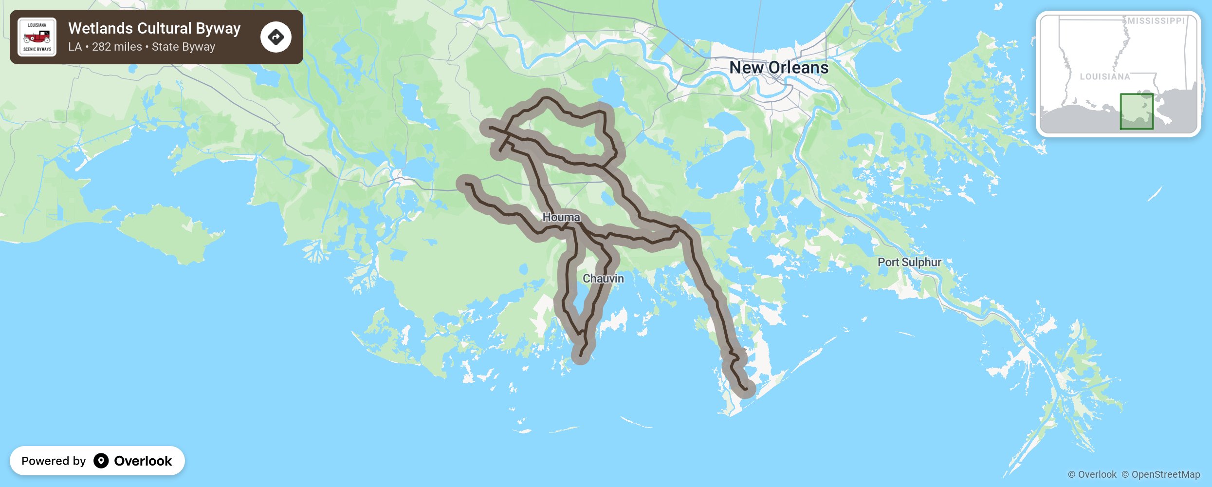 Map of Wetlands Cultural Byway - scenic route