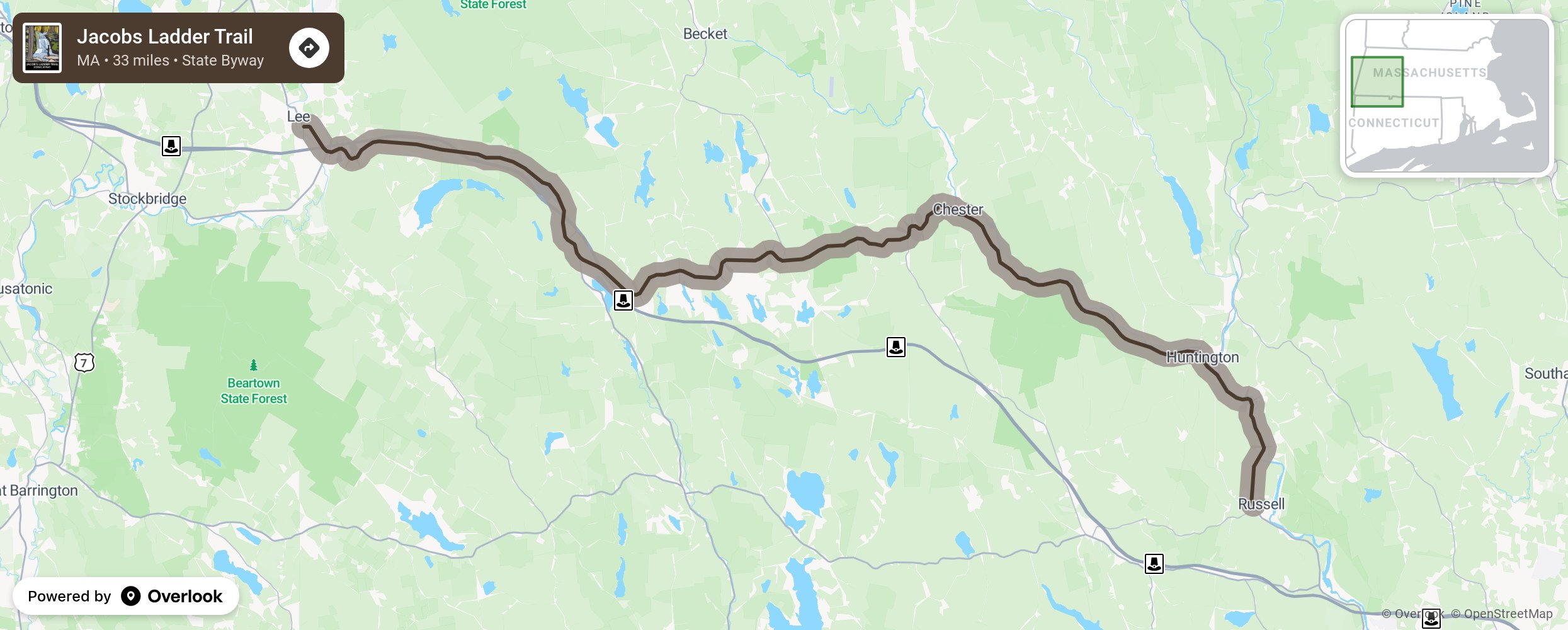 Map of Jacobs Ladder Trail - scenic route