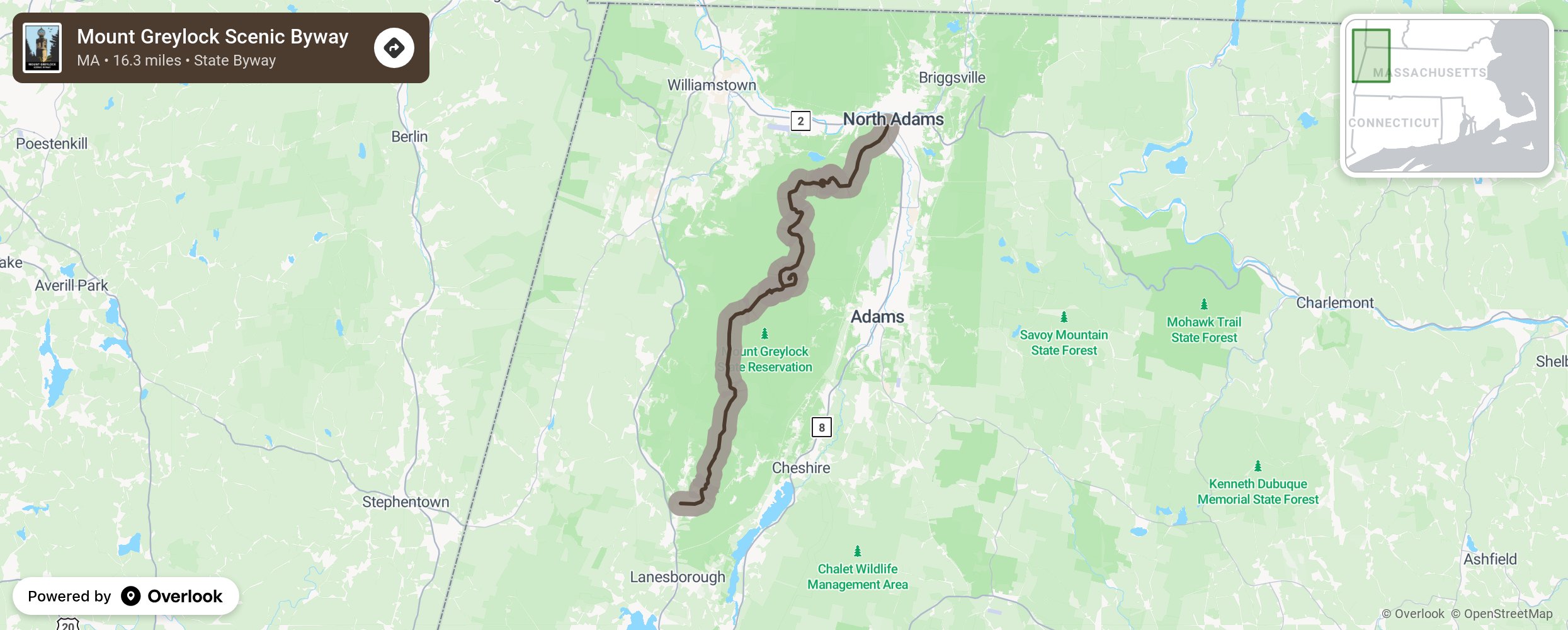 Map of Mount Greylock Scenic Byway - scenic route