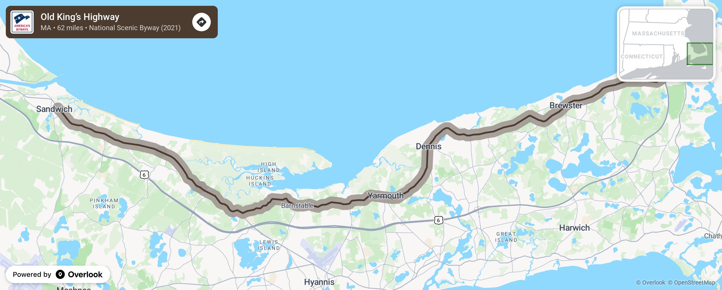 Map of Old King’s Highway - scenic route