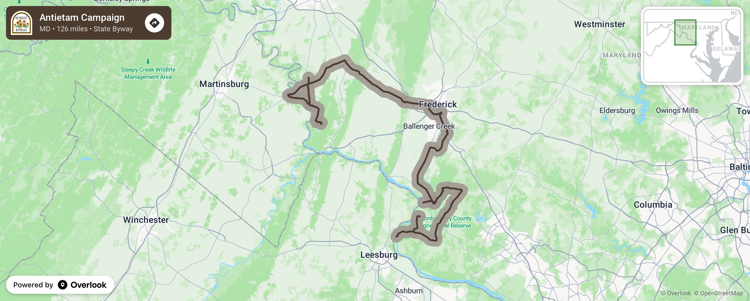 Map of Antietam Campaign - scenic route