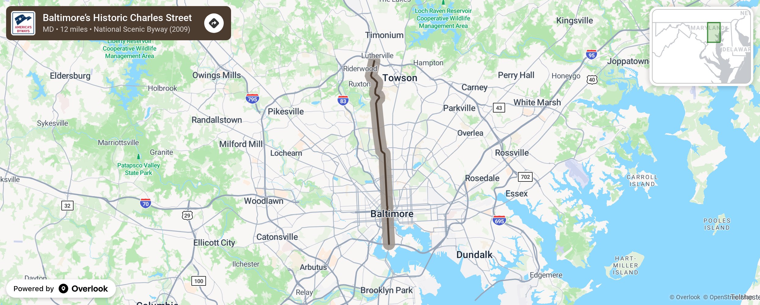 Map of Baltimore’s Historic Charles Street - scenic route