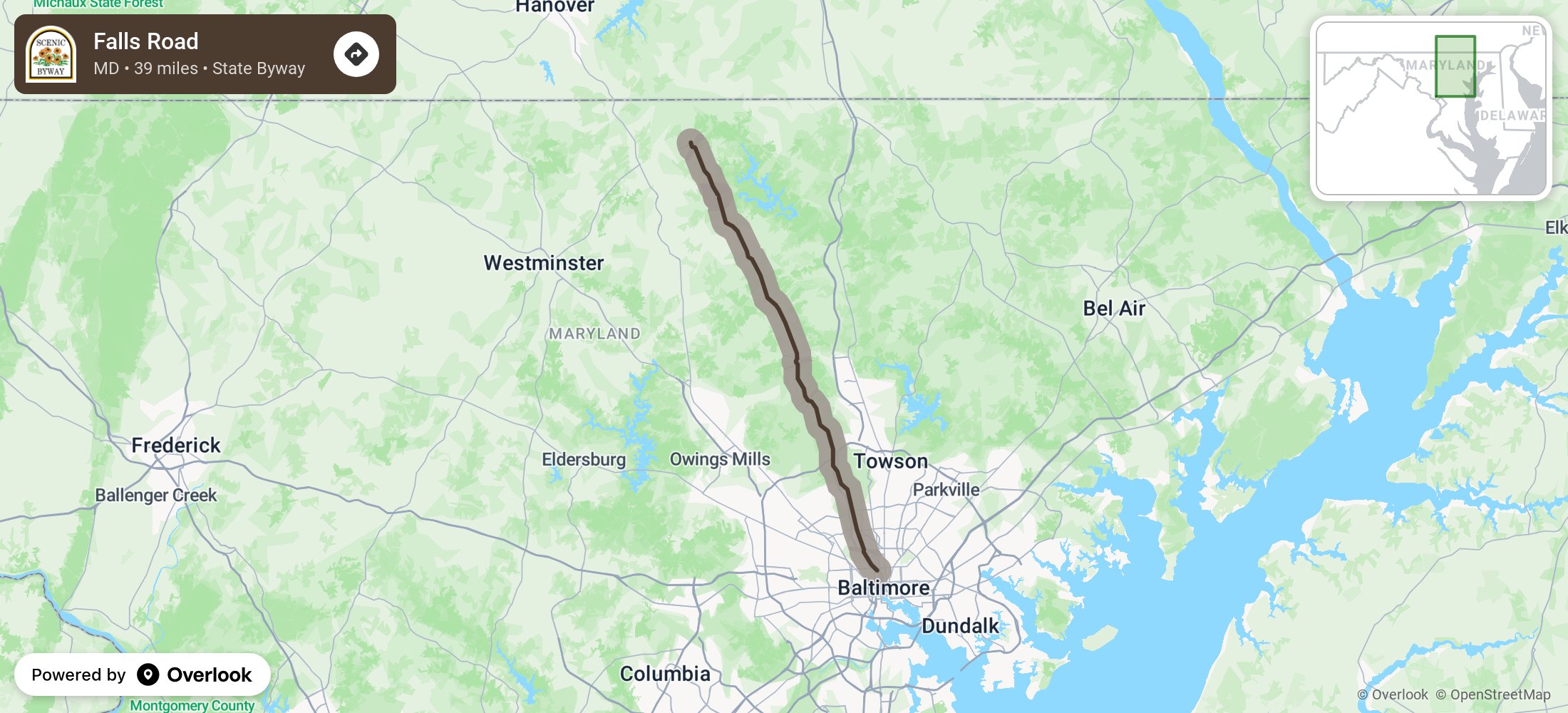 Falls Road on OverlookMaps.com