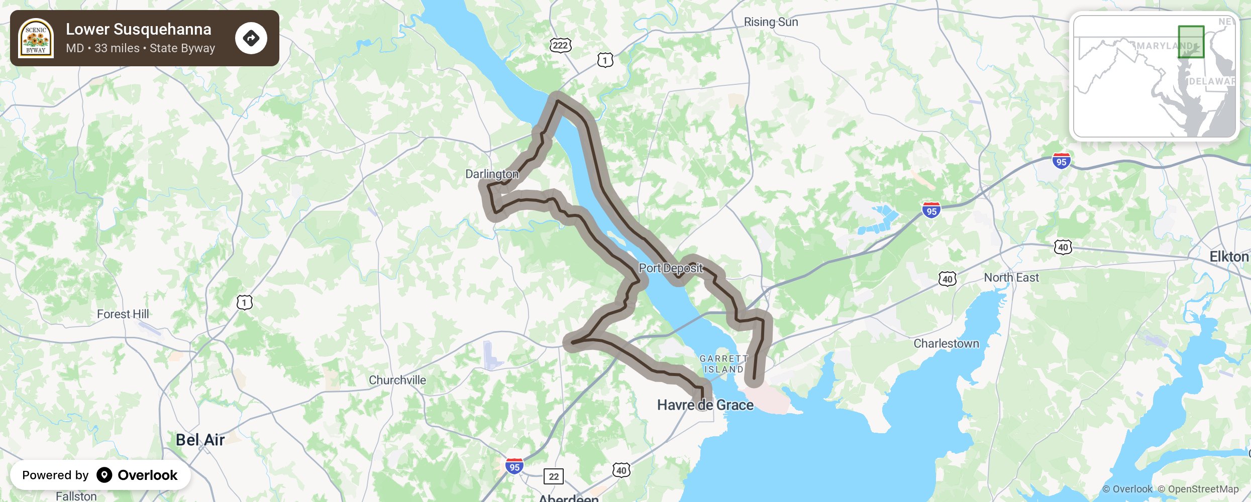 Map of Lower Susquehanna - scenic route