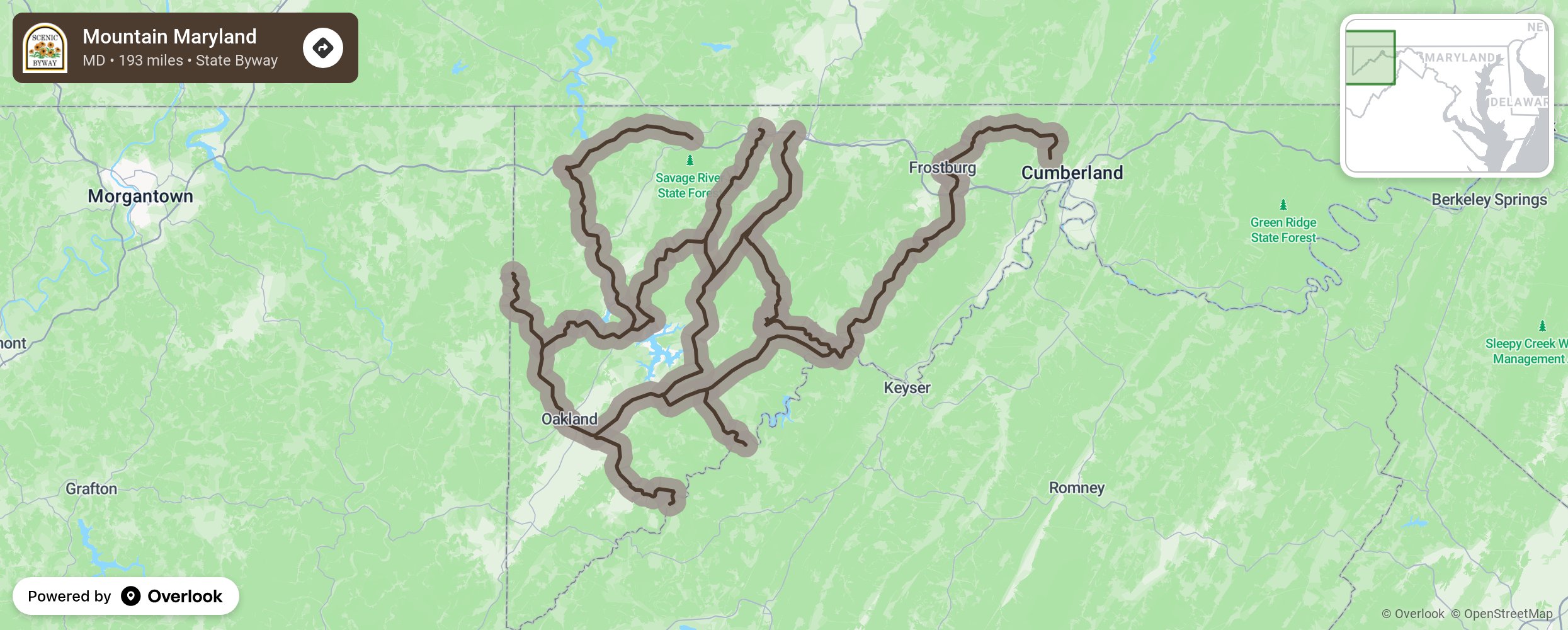 Map of Mountain Maryland - scenic route