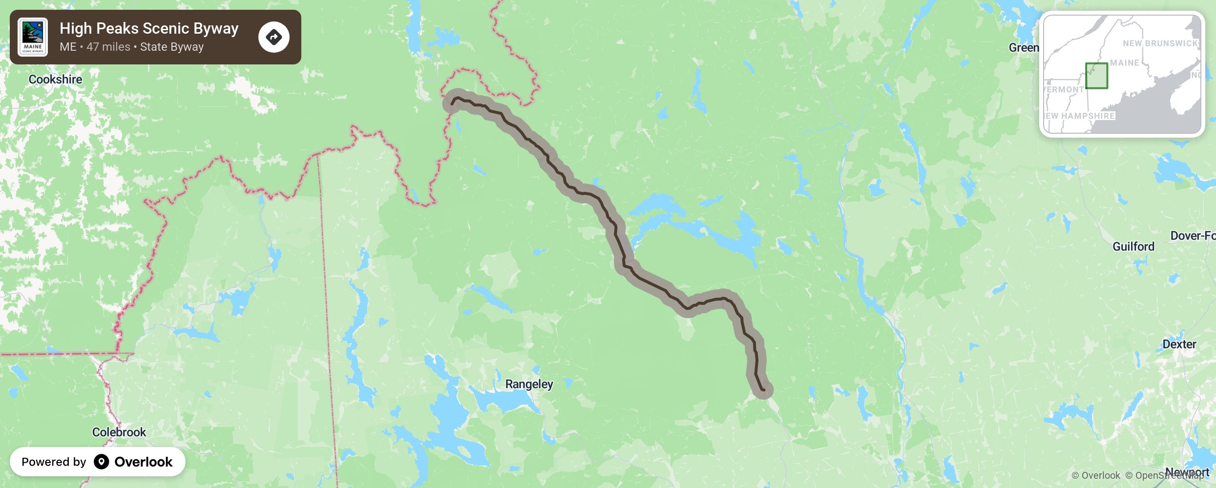 Map of High Peaks Scenic Byway - scenic route