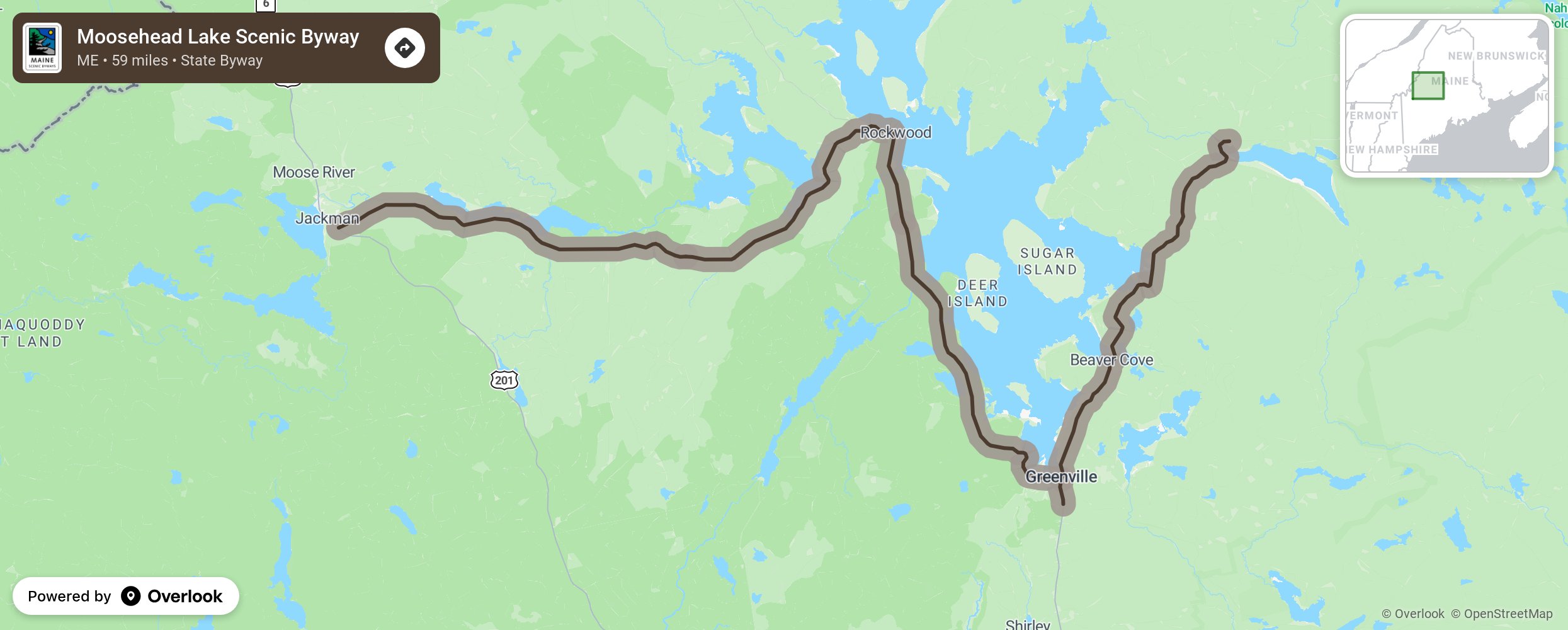 Map of Moosehead Lake Scenic Byway - scenic route